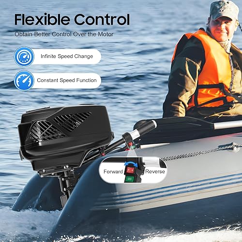 Miniatura 3 de LyeXD Motor de arrastre eléctrico fuera de borda de 48 V 1200 W, resistente 5 HP de eje corto de pesca para barco de pesca de arrastre control de