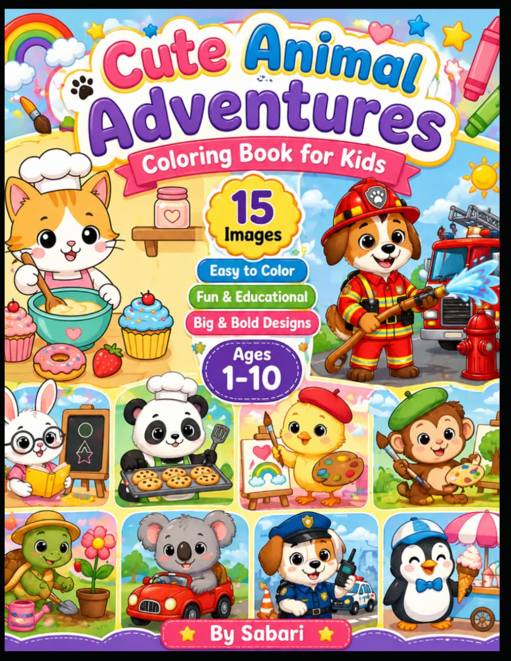 Cute Animal Adventures Coloring Book for Kids