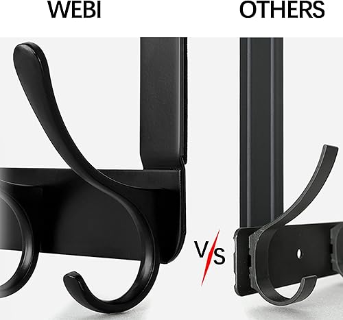 Miniatura 3 de WEBI Toallero para colgar sobre la puerta, gancho para colgar sobre la puerta, perchero para colgar toallas, ropa, baño, negro, 2 paquetes