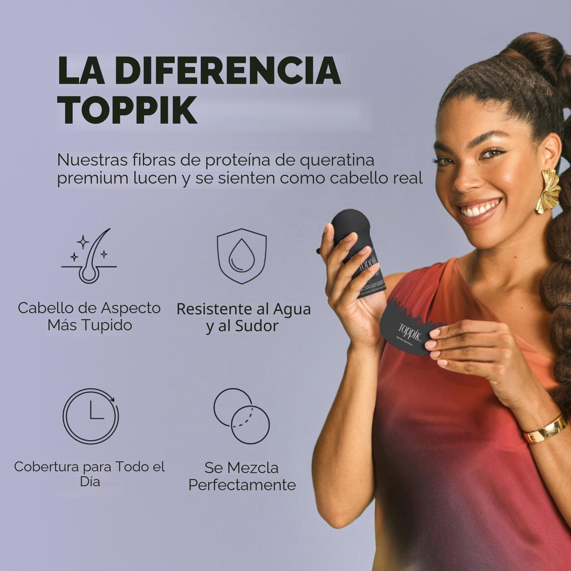 TOPPIK Fibras Capilares Castaño Oscuro, Fibras de Queratina para Crear más Densidad en el Cabello de Forma Inmediata, 12 g, Marrón Oscuro (TPD12A), Adultos unisex