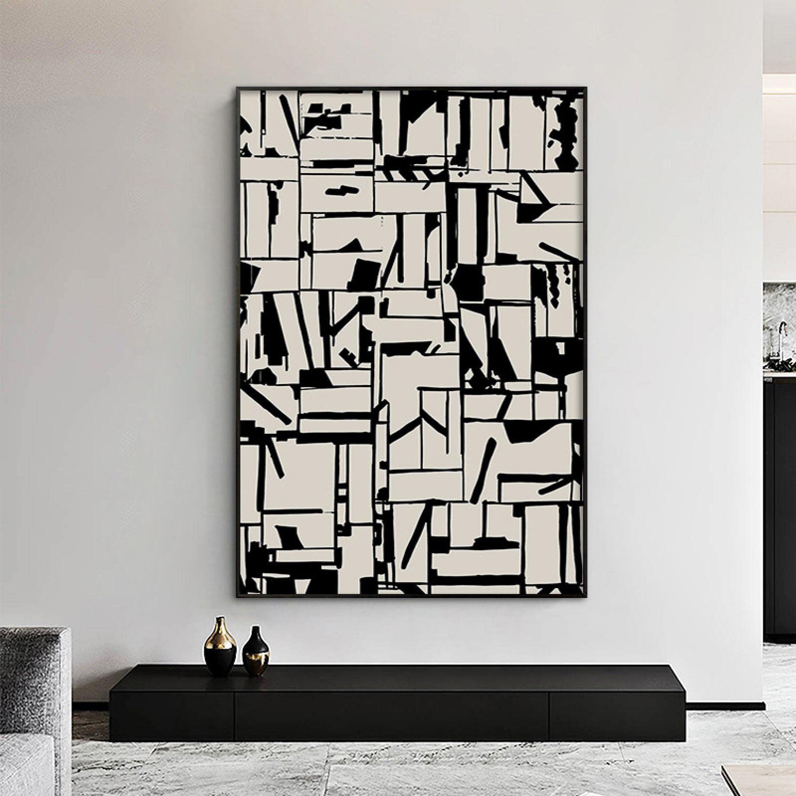 モノクロ絵画　抽象画　アート　B2サイズ　インテリア　モデルルーム モノクロ絵画 抽象画 アート B2サイズ インテリア - メルカリ