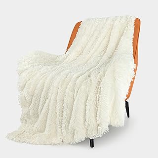 TOONOW Extra Soft Fuzzy Faux Fur Throw Blanket 50"x60", Reversible Lightweight Fluffy Cozy Plush