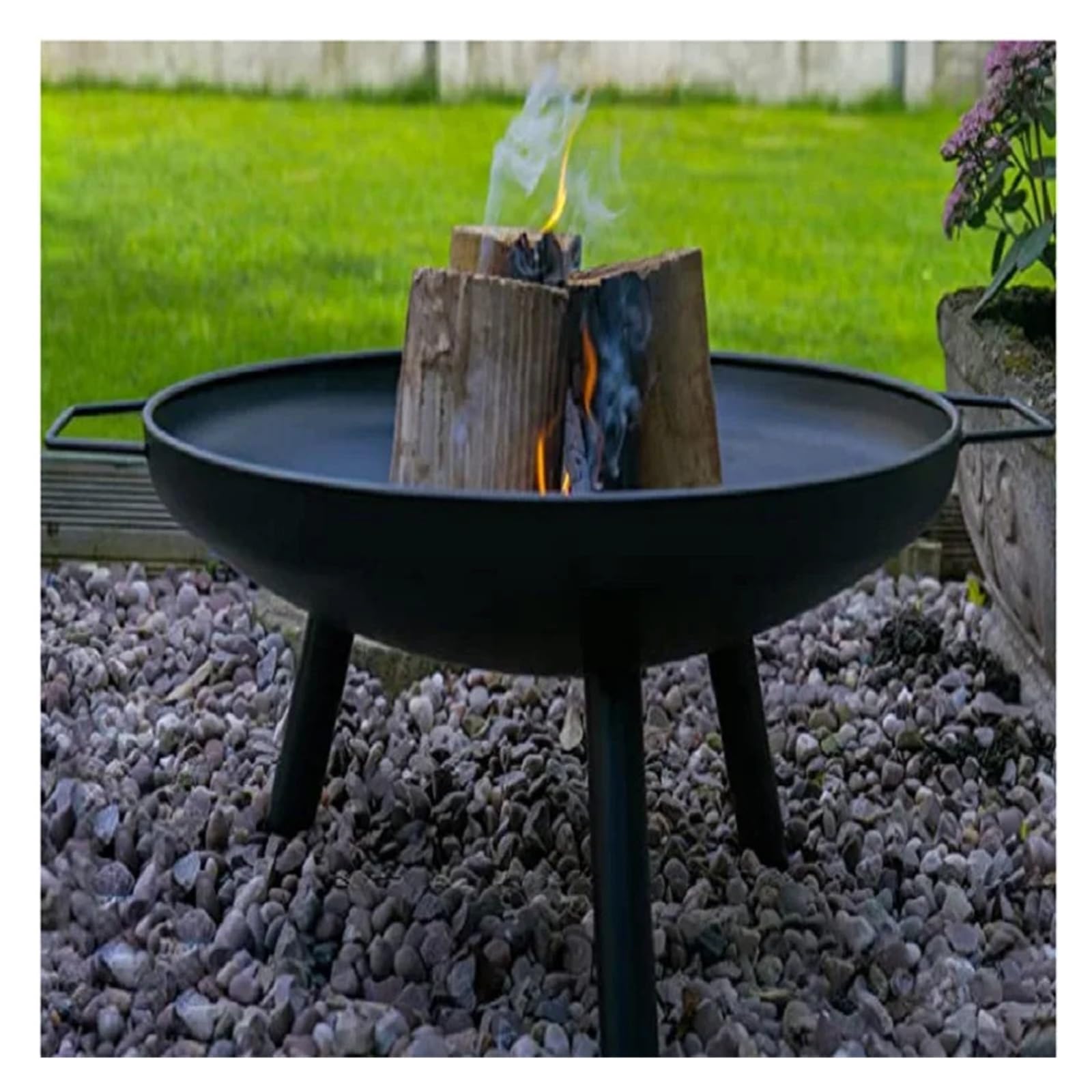 Braciere, Grande braciere in ferro da 58 cm, in ghisa, moderno caminetto giardino all'aperto for, patio, terrazza, campeggio per patio, cortile