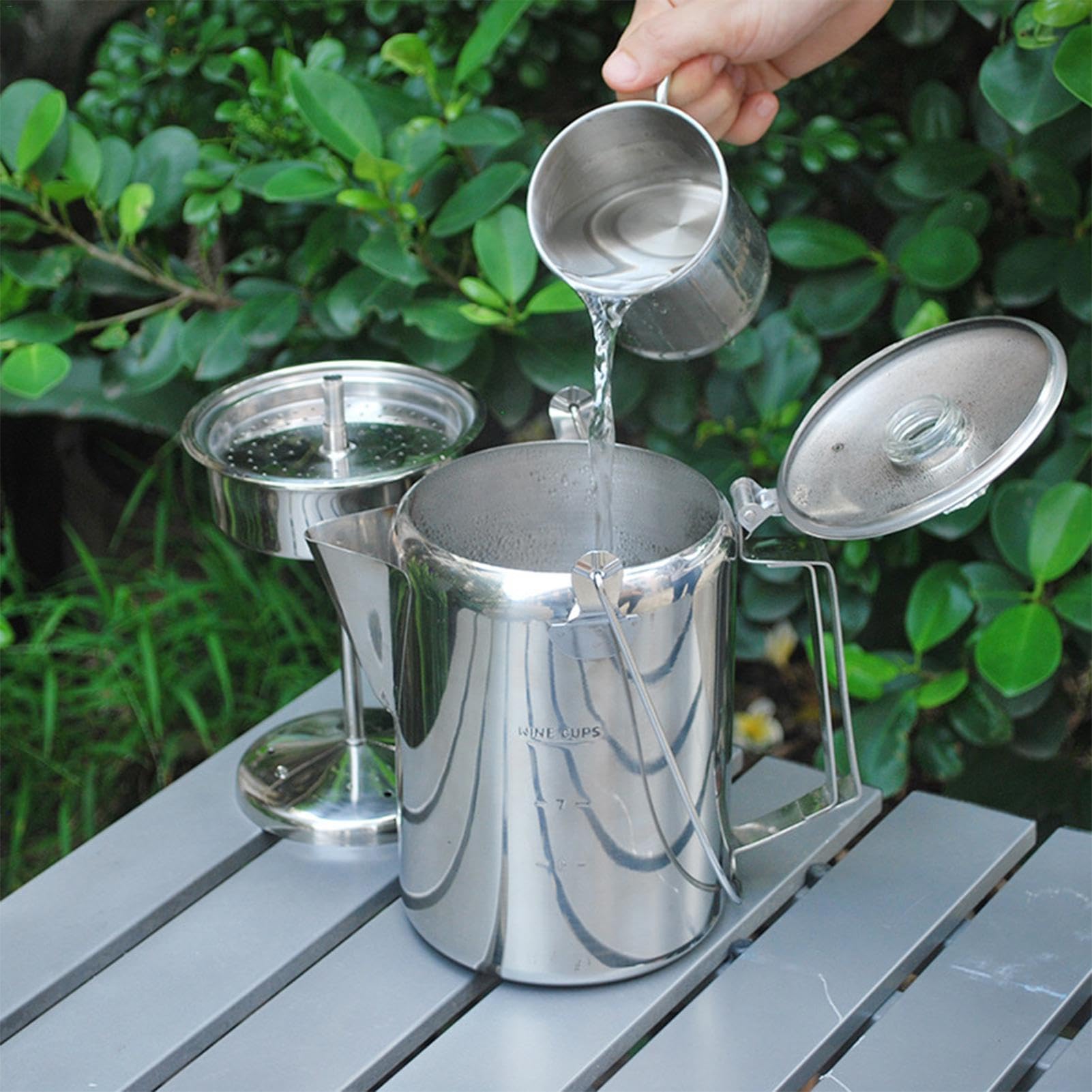 Percolator Coffee Maker – Percolatore di caffè in acciaio inox | Percolatore da campeggio per gruppi, capacità 9 tazze per campeggio all'aperto