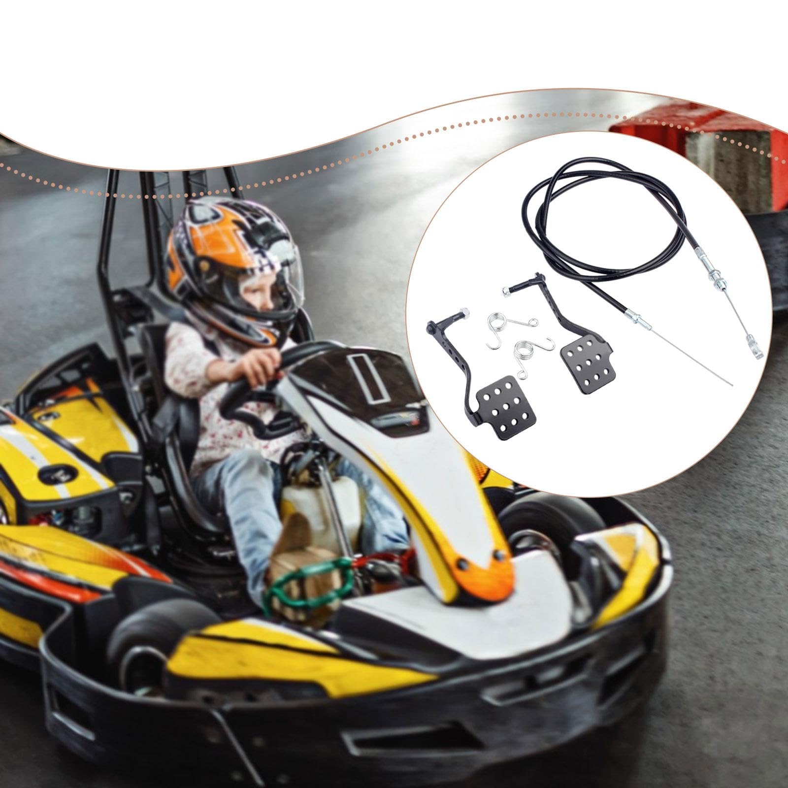2 Pezzi Pedali Go Kart Kit Freno Acceleratore Accessori Sostituzione Metallo Robusto Installazione Rapida Adatto a Appassionati di Motori, con Cavo Dell'acceleratore