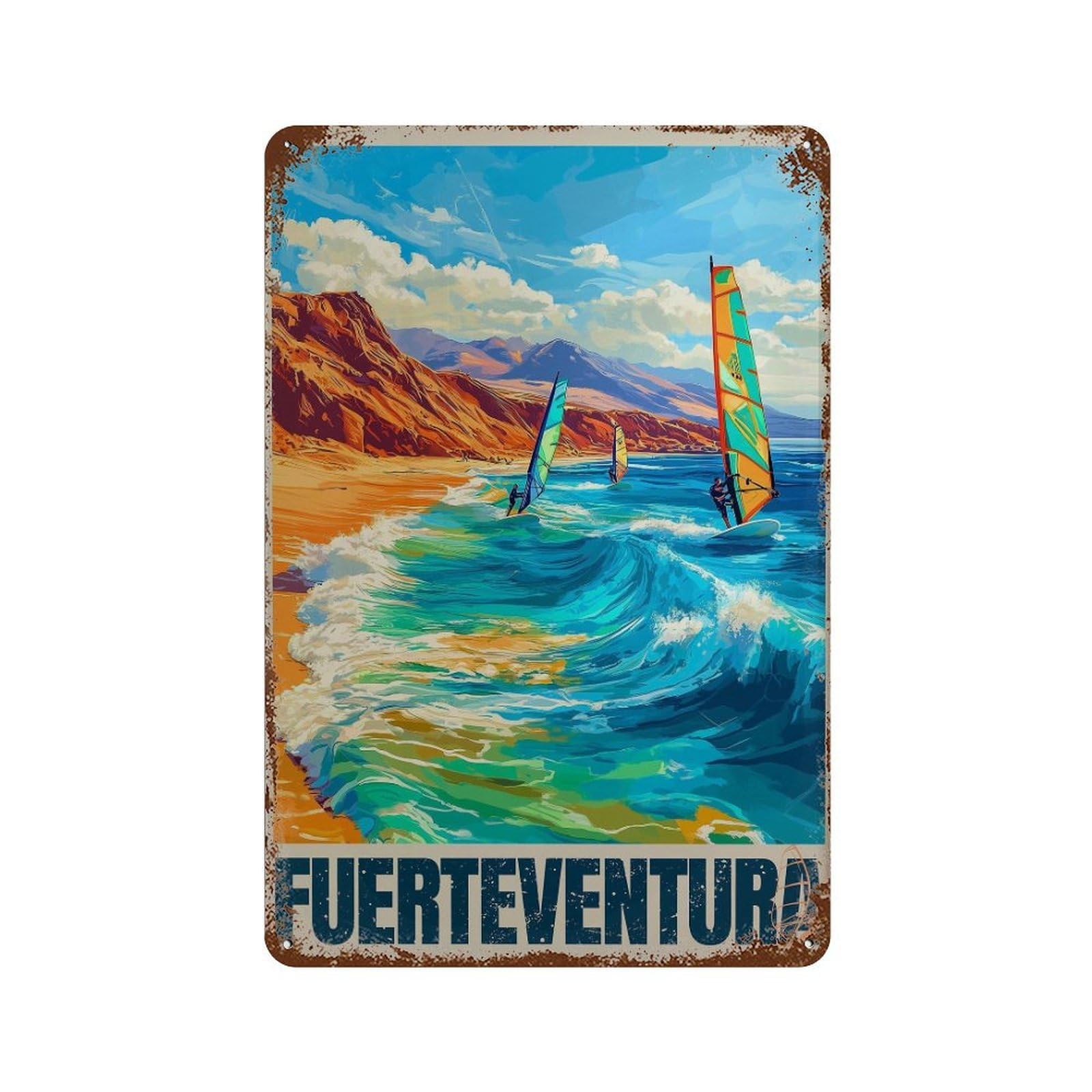 xiaoxiaoshen Fuerteventura Travel Windsurfing Canary Islands Decor (2) Wall Decor Art Metal Tin Poster Modern Home Decor Art Home Bar Shop Decorations Vintage Sign 30x20cm