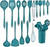Homikit Kitchen Utensil Set 16-Piece Silicone Kitchen Utensils Cooking Utensils Set with Utensil Holder Heat-resistant Cooking Cutlery Healthy and Non-Stick Dishwasher Safe Blue