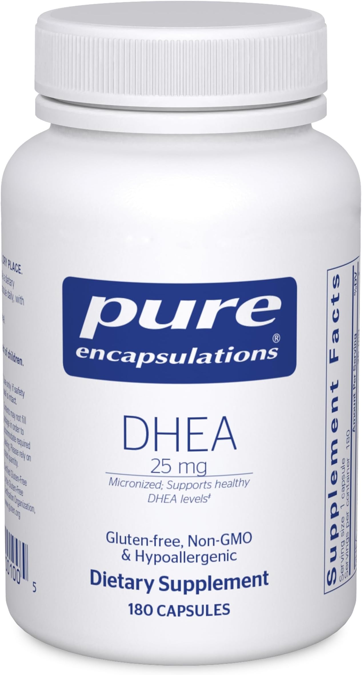 DHEA 25 mg - Supplement for Immune Support, Hormone Balance, Metabolism Support, and Energy Levels* - with Micronized DHEA - 180 Capsules