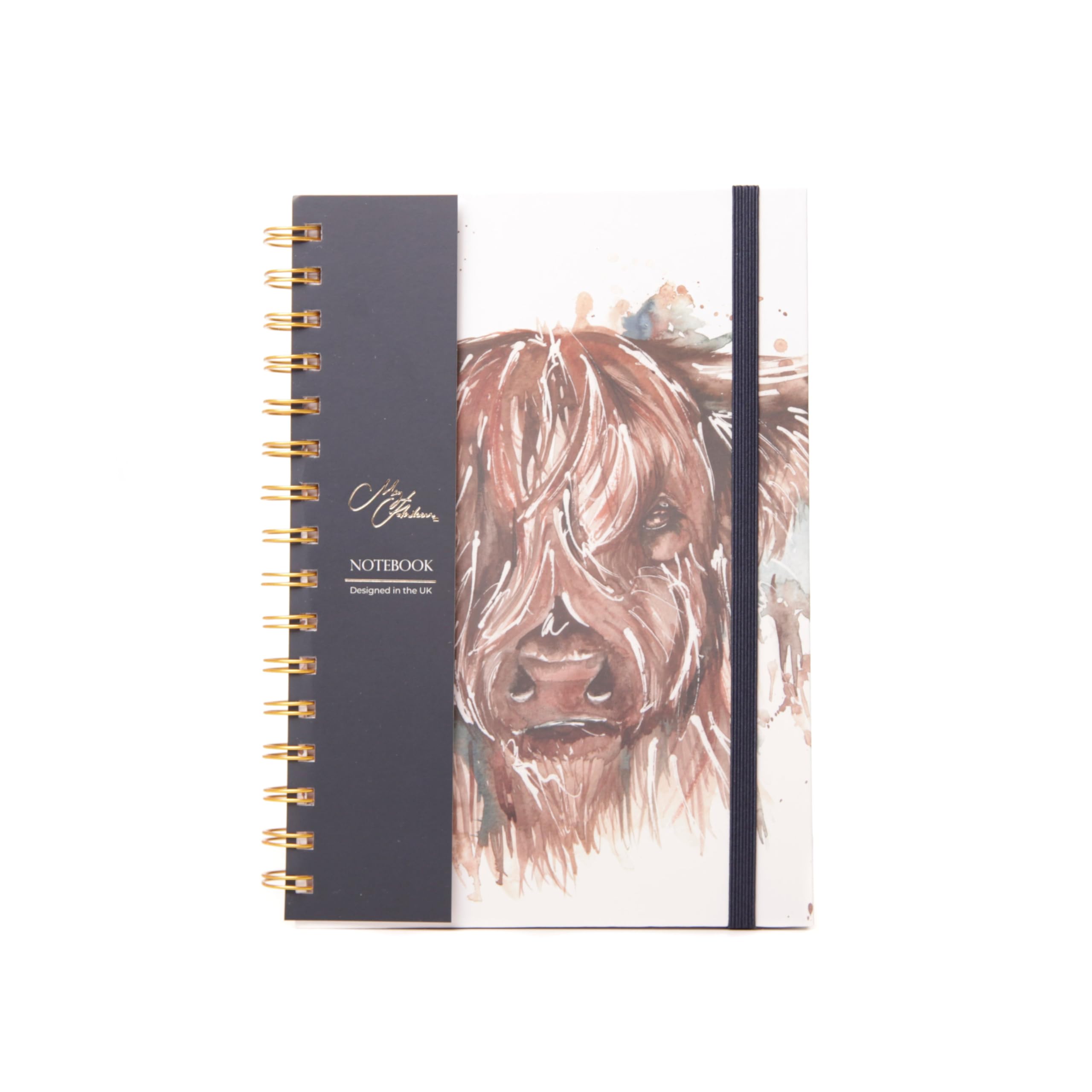 Meg Hawkins 'The Hebrides' Highland Cow Watercolour Design A5 Notebook [Spiral-bound]