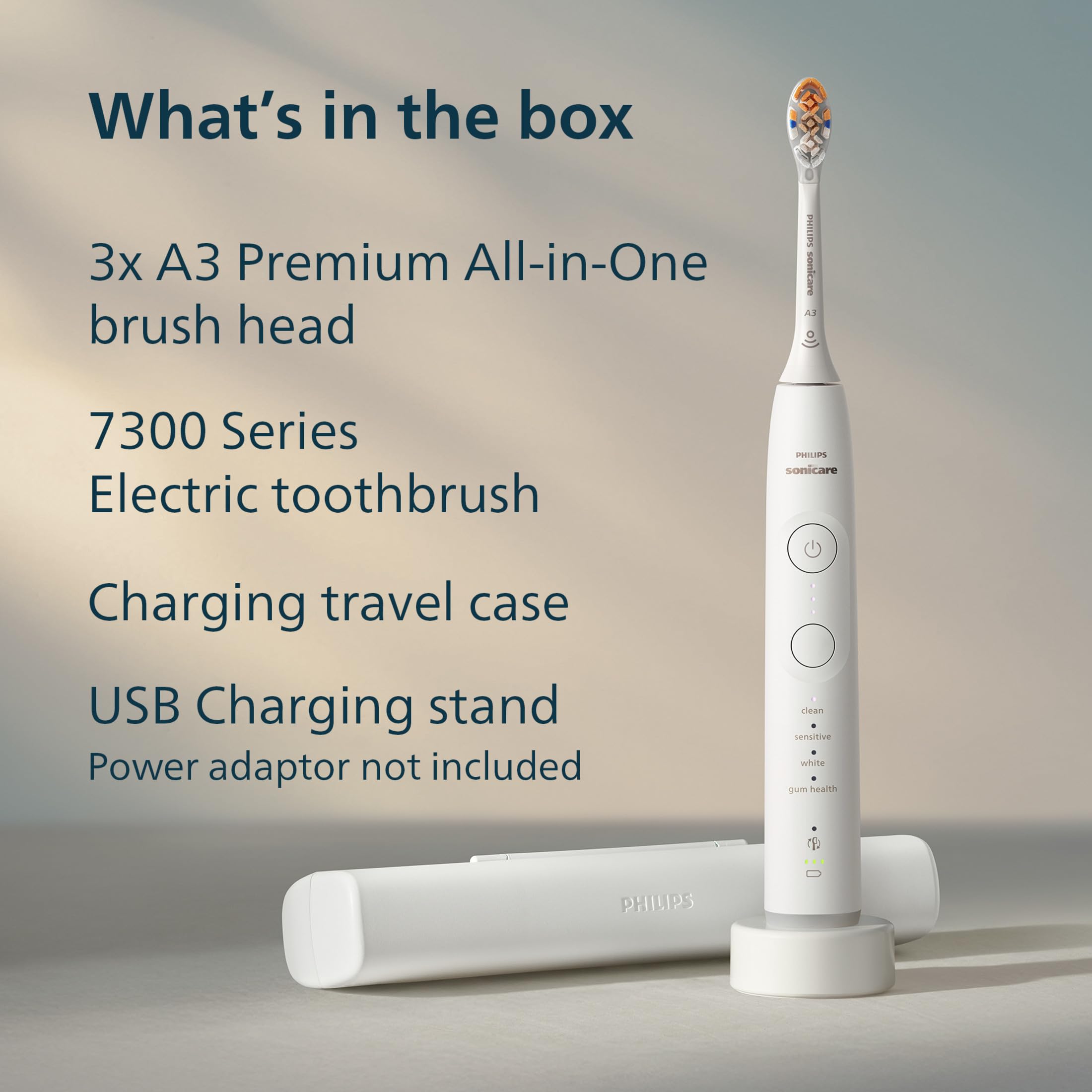 Philips Sonicare Spazzolino elettrico serie 7300 - Tecnologia Sonicare di nuova generazione, sensore di pressione, 12 impostazioni di spazzolatura, SmarTimer, BrushPacer, autonomia di 21 giorni