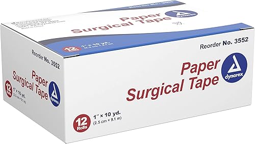 Dynarex Cinta quirúrgica de papel, 1 pulgada x 10 yardas, 12 unidades