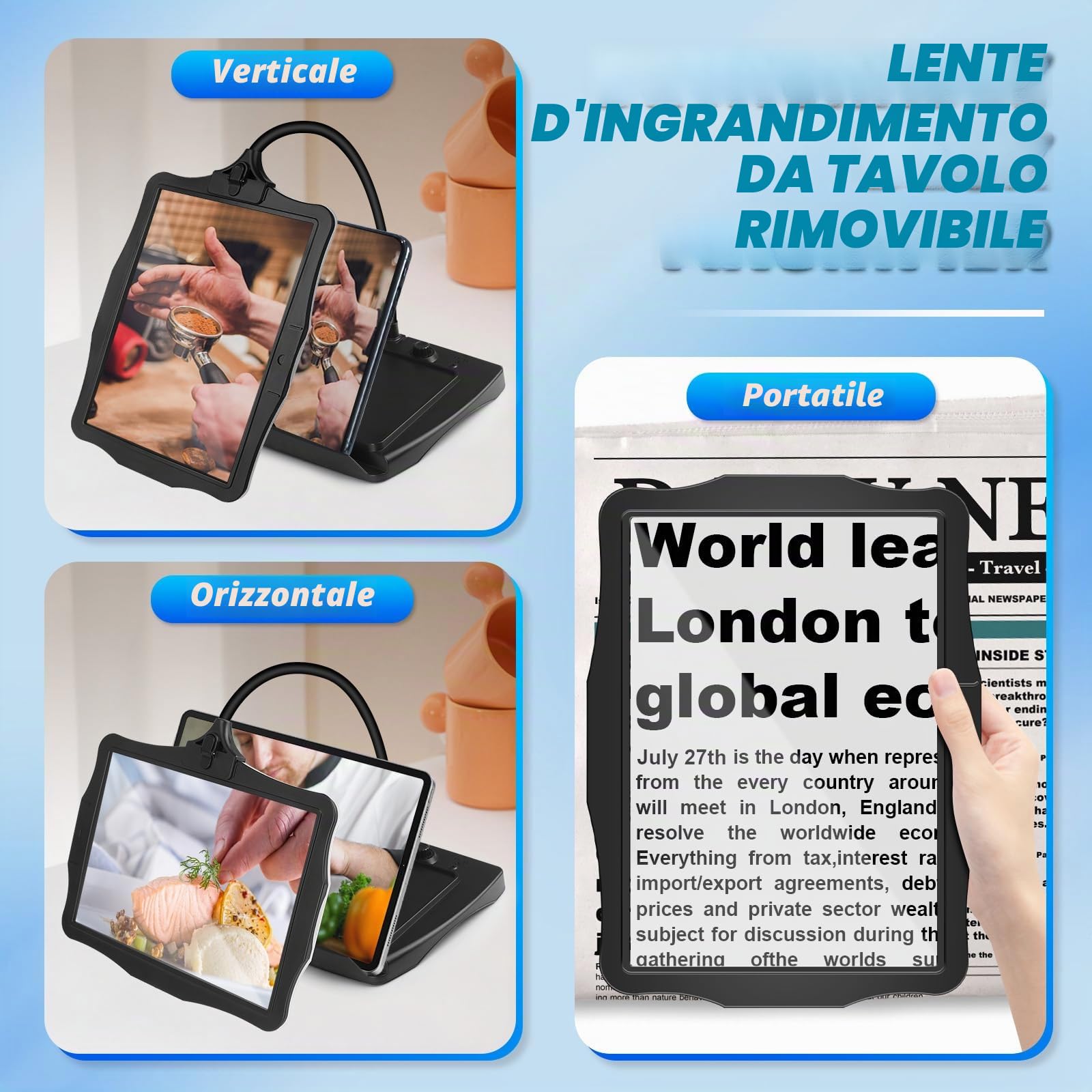 NZQXJXZ 10X Ricaricabile Lente Ingrandimento con Luce e Supporto