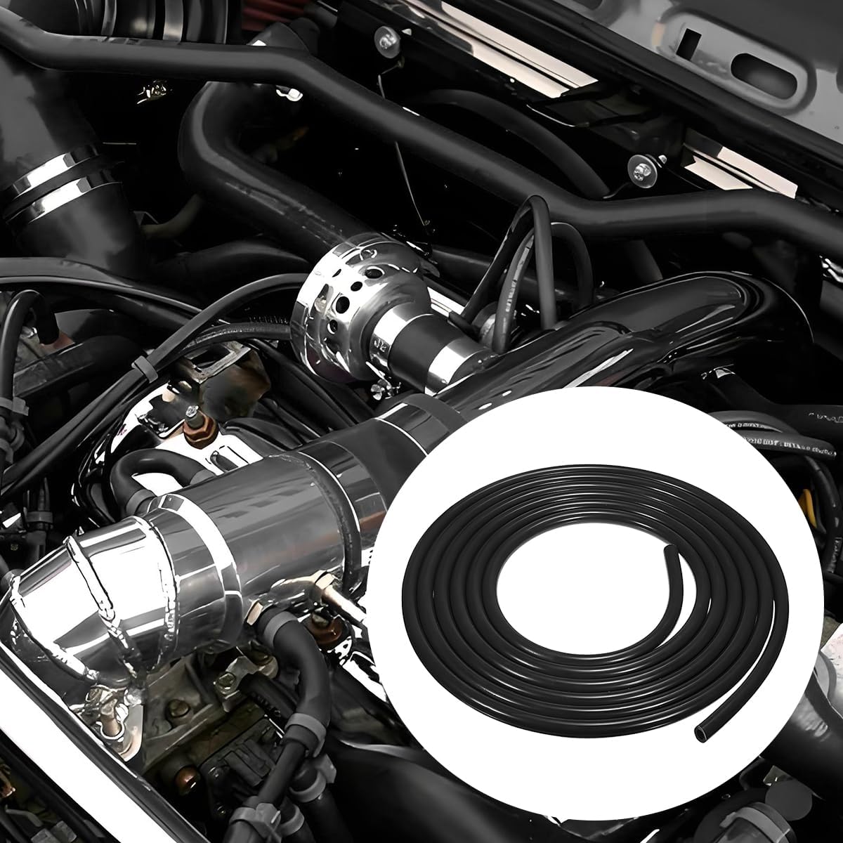 Car Silicone Vacuum Hose Kit, Max 130PSI 6PCS 5FT Vacuum Line & 64PCS Line Connectors for Variety Vehicle Piping System, Multipurpose Auto Replacement Hoses, Universal Fit