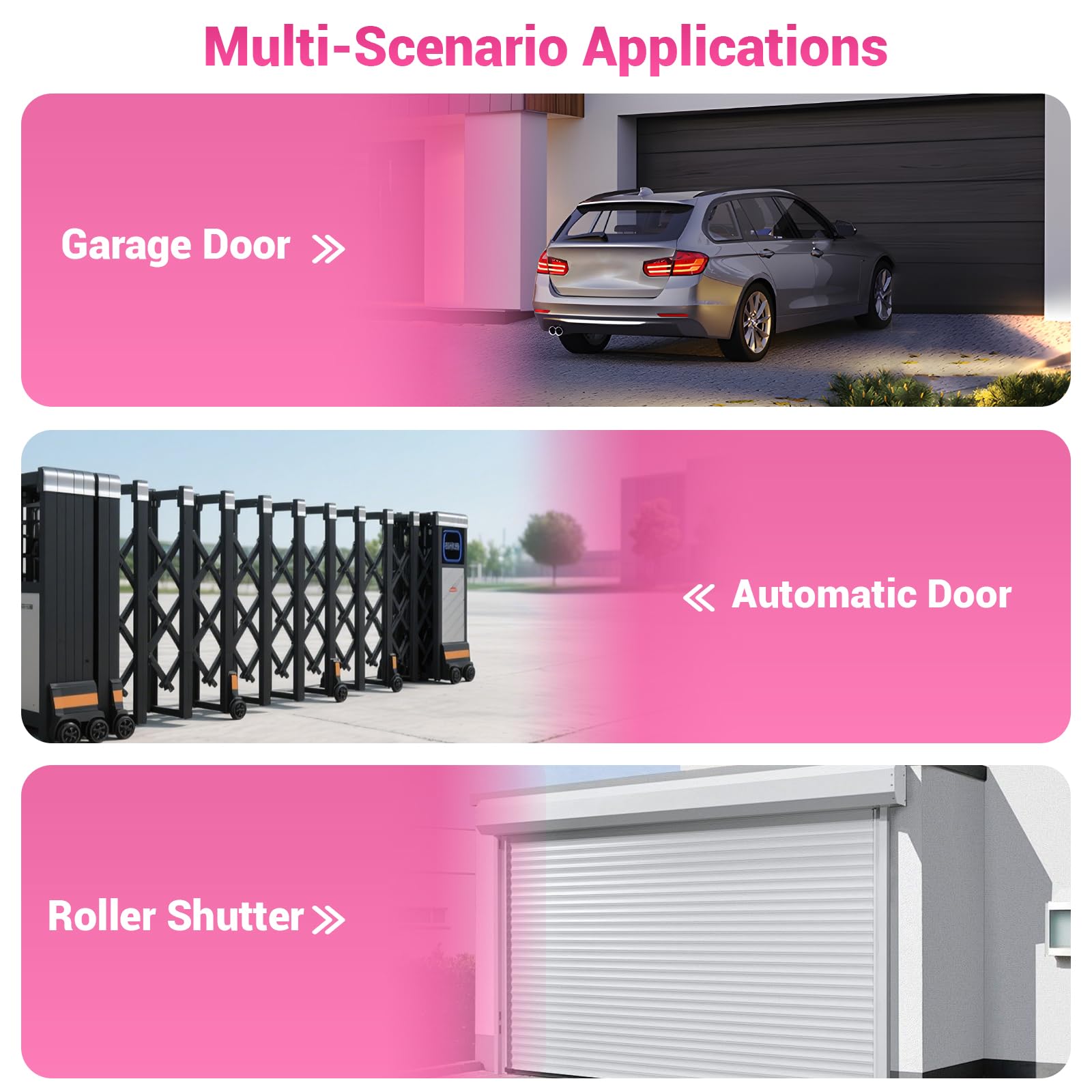 3 x AAM0049 - Mando a distancia para puerta y garaje - Compatible con SCS Sentinel - 433,92 MHz - 4 canales - Código secreto giratorio y largo alcance - Rosa