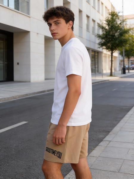 Pantaloncini sportivi casual da ragazzo per adolescenti, pantaloncini in cotone elastico in vita per sport estivi e uso quotidiano, bambini 13-16 anni - 3