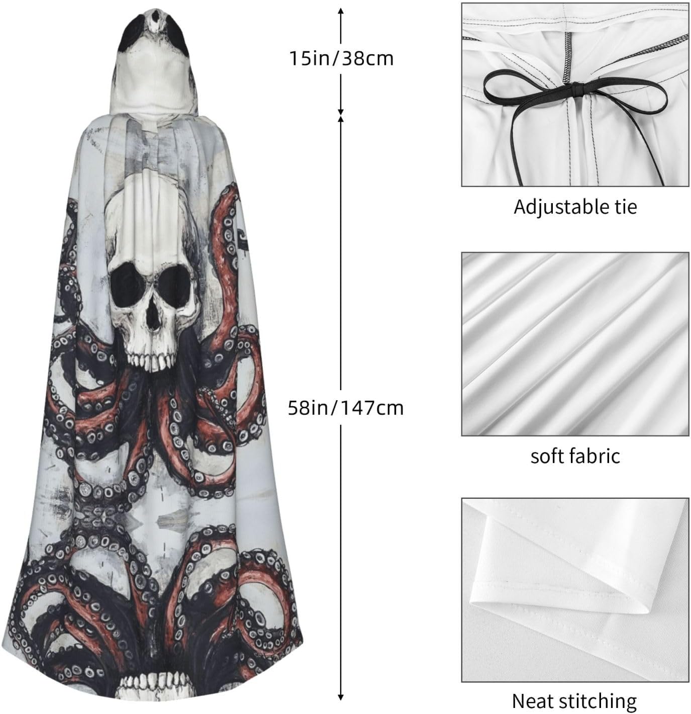 Half skull, half face Unique Darkness Poncho Shawl - Customizable Wearable Blanket for Women, Perfect Halloween Costume Accessory, Knight, Akatsuki, and More