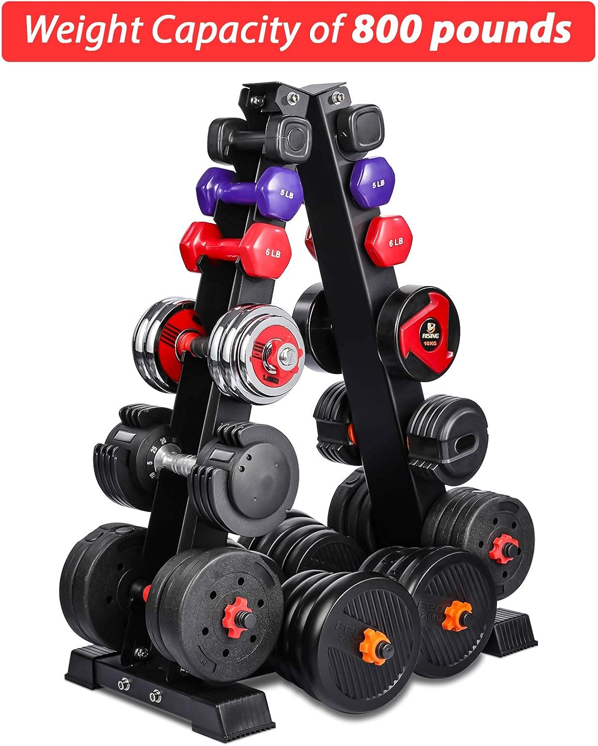 AKYEN A-Frame Dumbbell Rack Stand Only, 6 Tier Weight Rack for Dumbbells (800 Pounds Weight Capacity, 2021 Version) : Sports & Outdoors