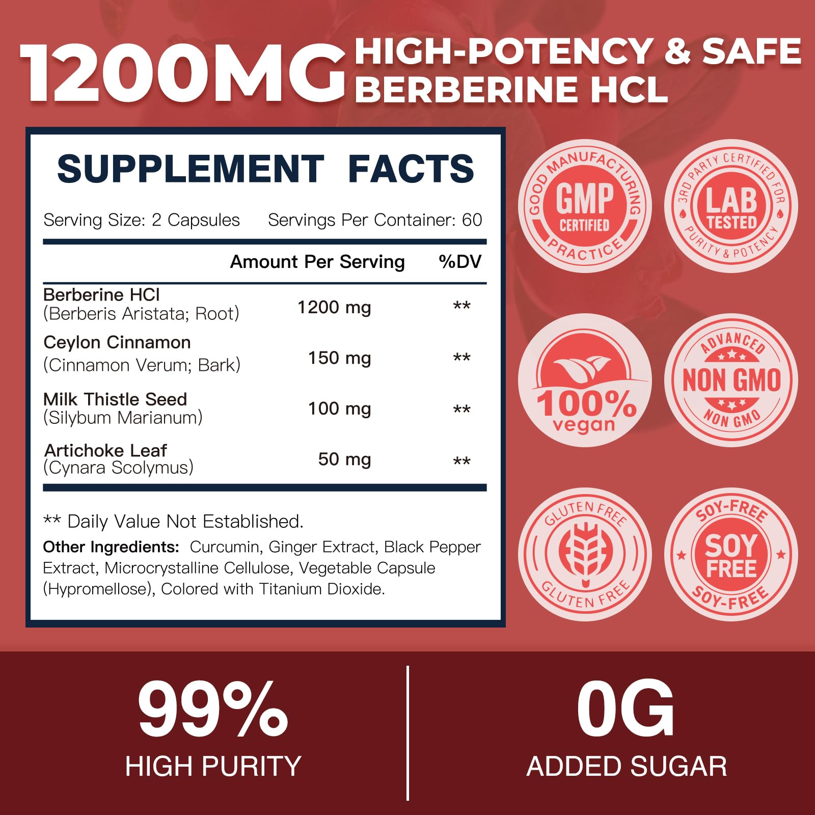 DRFOSTER Berberine HCL Supplement 1200mg with Ceylon Cinnamon, 120 Capsules — Amazon image 6