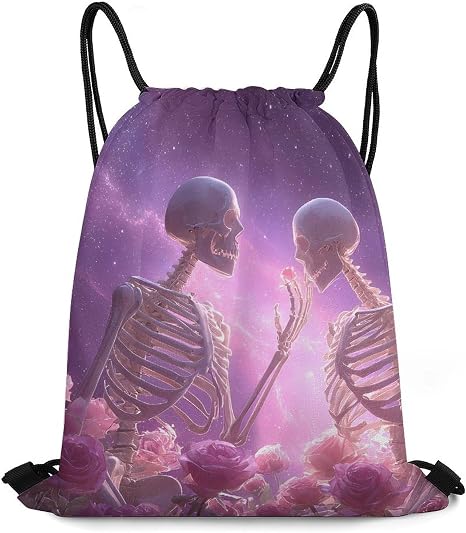 Galaxy Skeleton Couple Skull Casual Drawstring Bags Light Sackpack