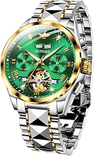 OUPINKE Mens Automatic Watches Diamond Skeleton Self Winding Luxury Dress Wrist Watch Sapphire Crystal Tungsten Steel