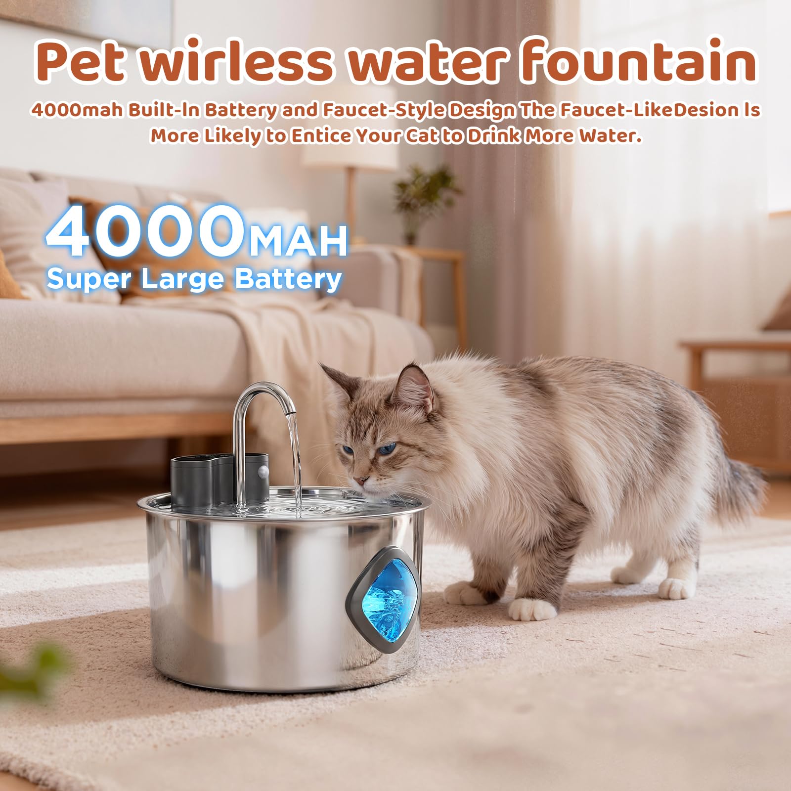 Pet Water Fountain Pump Replacement - Quiet Operation, High Efficiency - Compatible with 2.2L/3L/3.2L/3.5L Stainless Steel Cat & Dog Water Fountains - image 4