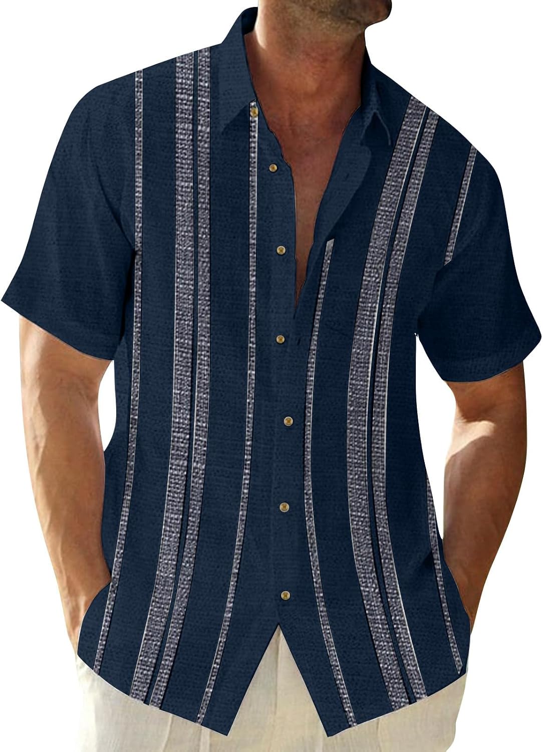 Men's Vacation Shirts Hawaiian Short Sleeves Printed Buttons Up Summer Beach Dress Tops Fashion Shirts, M-4XL