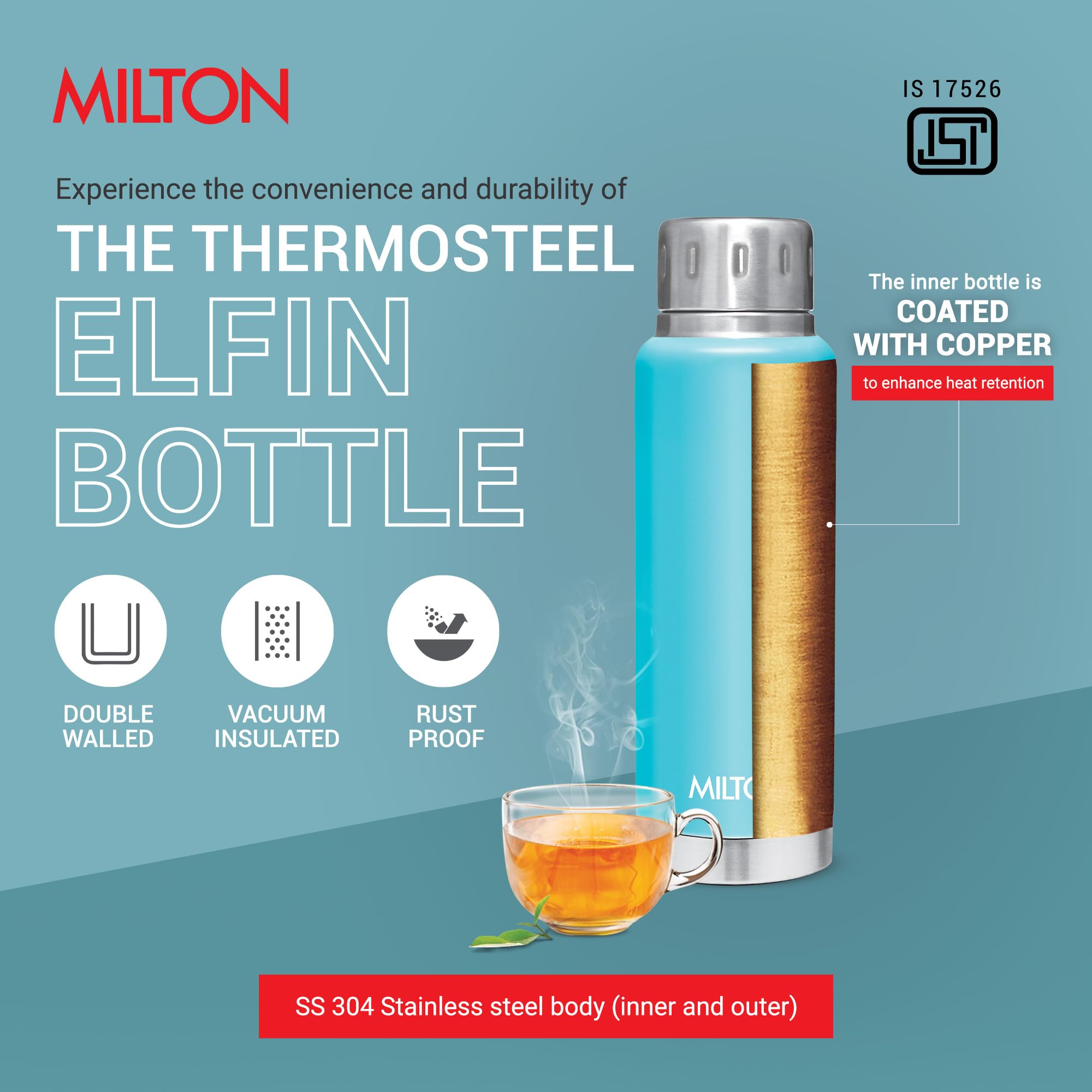 Milton Elfin 300 Thermosteel Water Bottle - 24H Hot/Cold -5 Milton Elfin 300 Thermosteel Water Bottle - 24H Hot/Cold -5