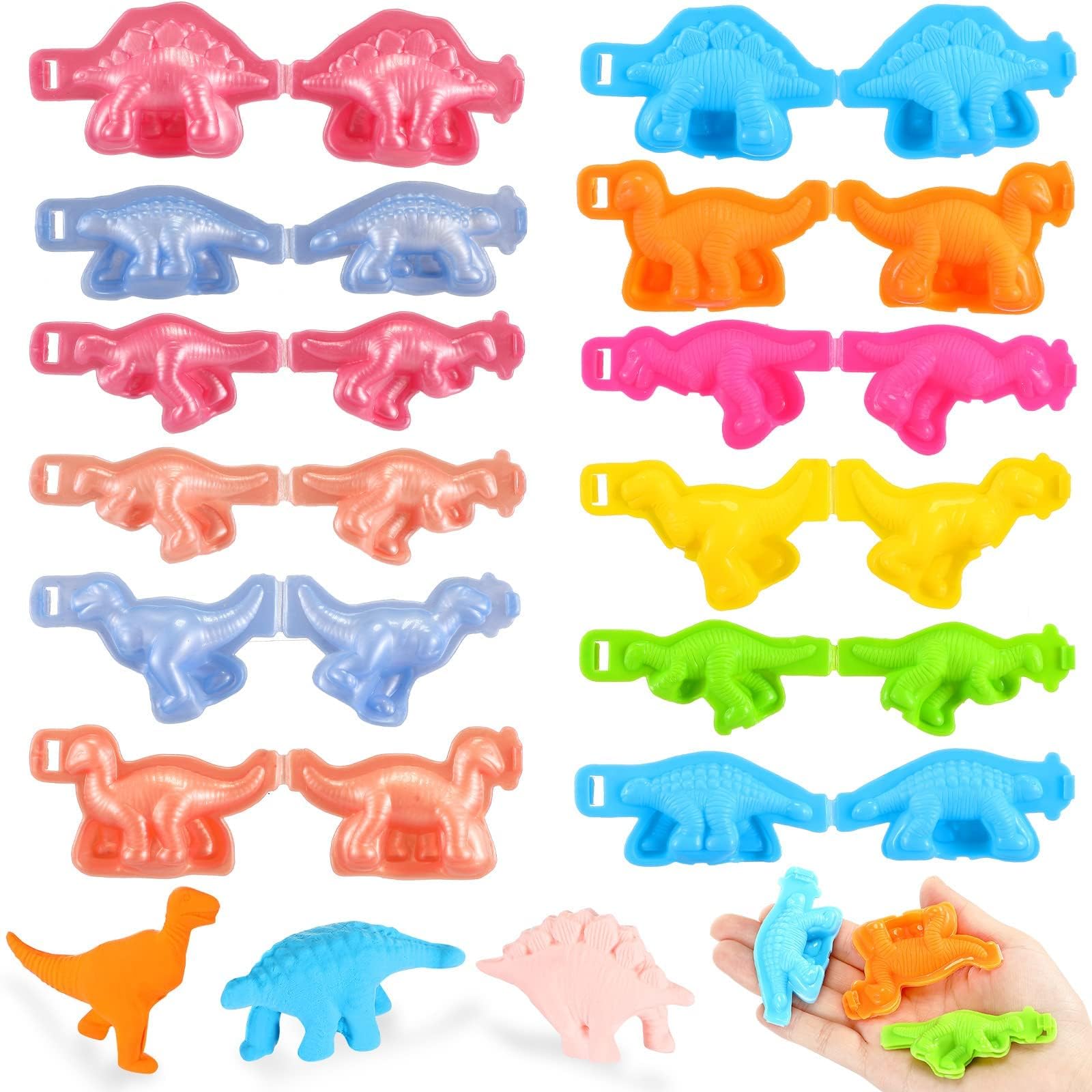 NALACAL 12 Pieces Play Dough Tools Dinosaur Plastic Molds Kits Colorful Dough Toys Set Dinosaur World Dough Set for Play with Animals Presents Party Favors