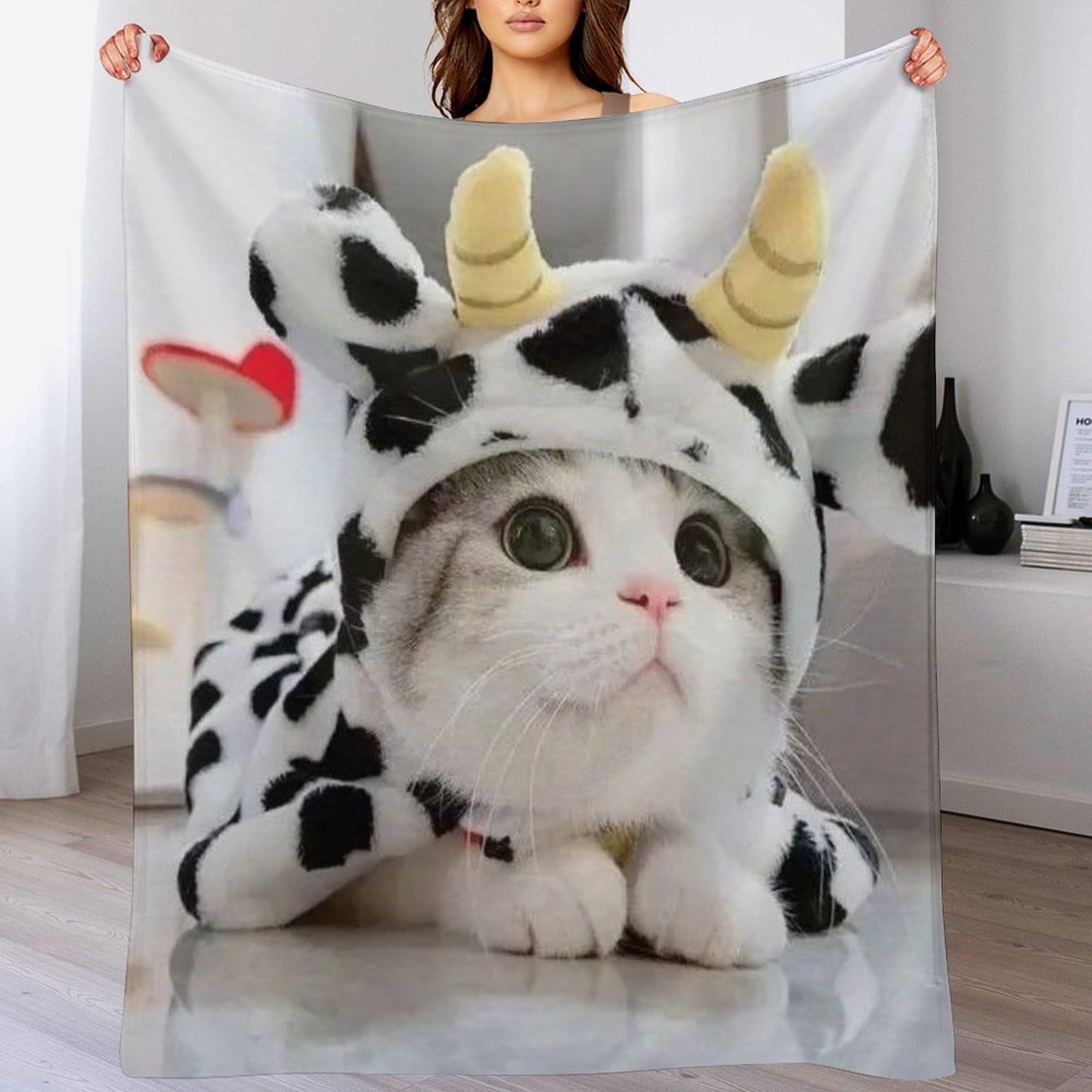 Manta de gato para sofa o cama franela suave de invierno en salon familiar