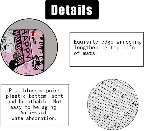 Miniatura 6 de Juego de 4 cortinas de ducha de Halloween rosas con alfombras, cortina de ducha de tela impermeable, truco o trato, gótico, bruja, espeluznante,