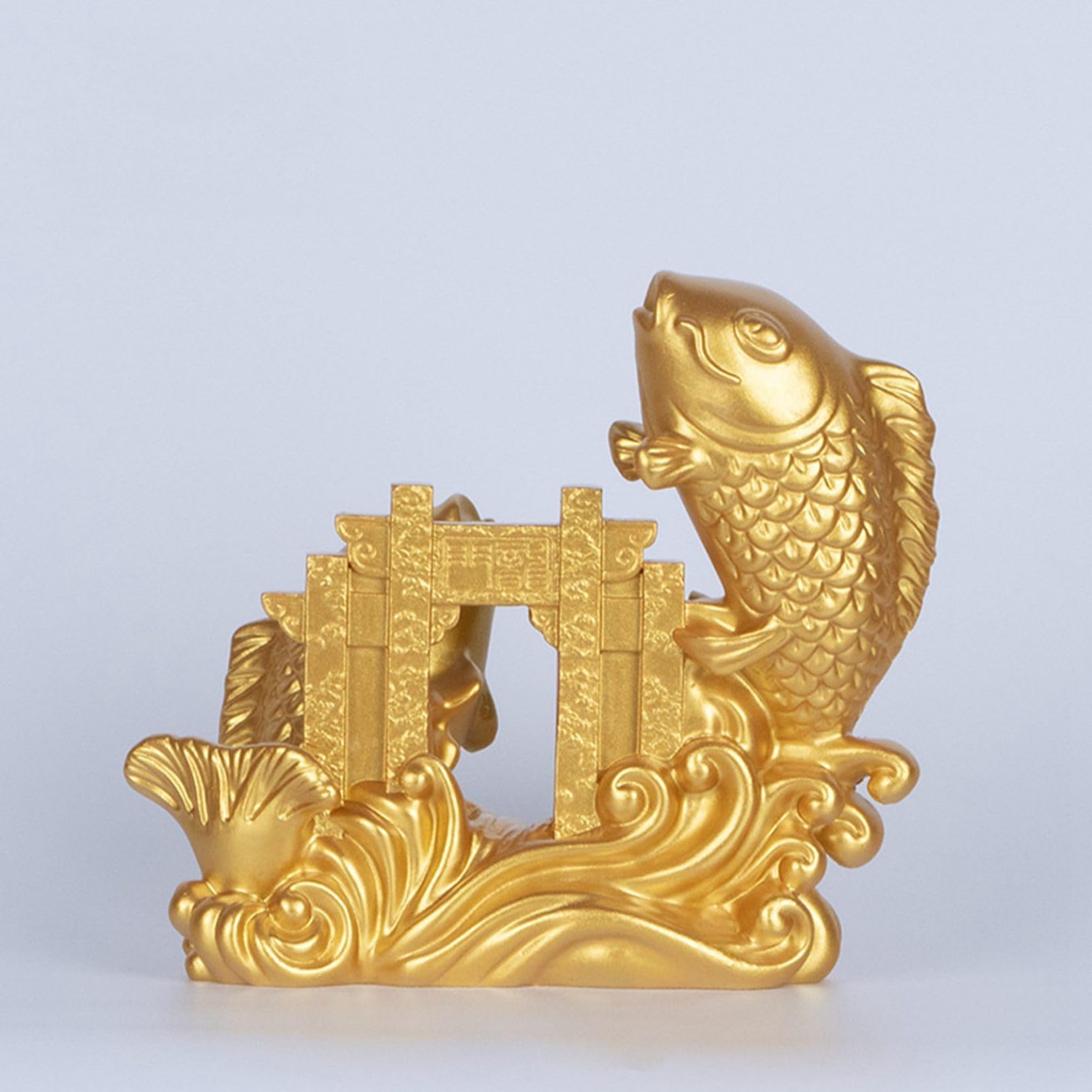 Amazon.co.jp: 登龍門の鯉 鯉 置物 双鯉 登龍門 風水グッズ 龍門飛鯉