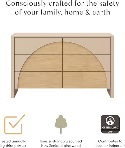 Miniatura 3 de babyletto Moab - Cómoda ensamblada con 6 cajones en color gris pardo y ceniza, certificado GREENGUARD Gold, certificado FSC