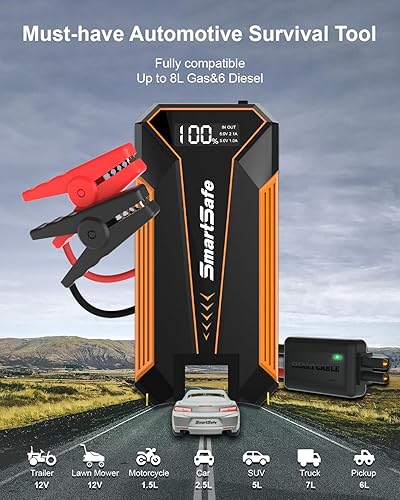 Miniatura 2 de Batería de coche arrancador 2000A batería de arranque de coche para hasta 8.0l de gas y 6.0l motores diesel Jump Starter portátil 12v Jump Pack para