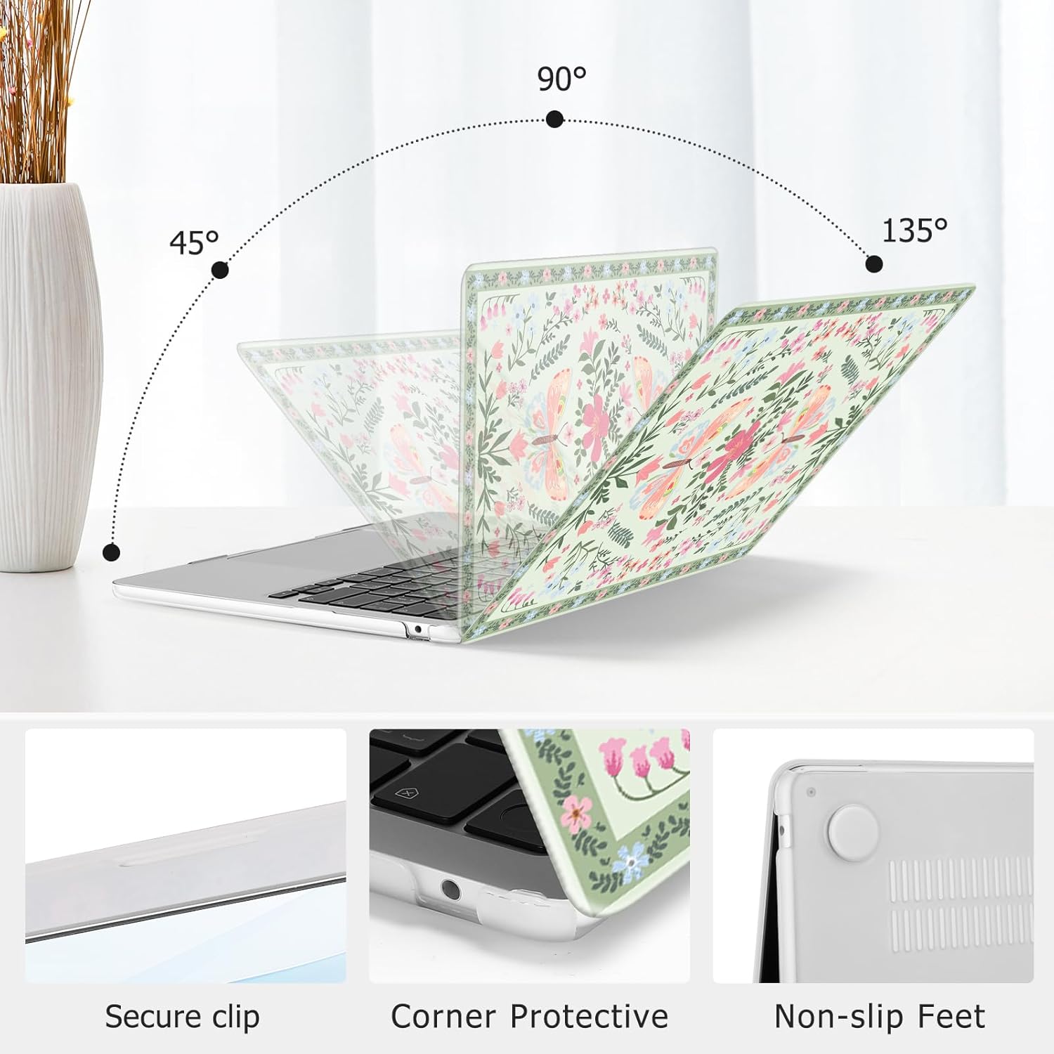 MOSISO Compatible with MacBook Air 13 inch Case 2026 2025 2024-2022 M4 A3240 M3 A3113 M2 A2681, Mystery Garden Plastic Hard Shell&Keyboard Cover&Screen Protector for MacBook Air 13.6 inch Case, Green - Image 4