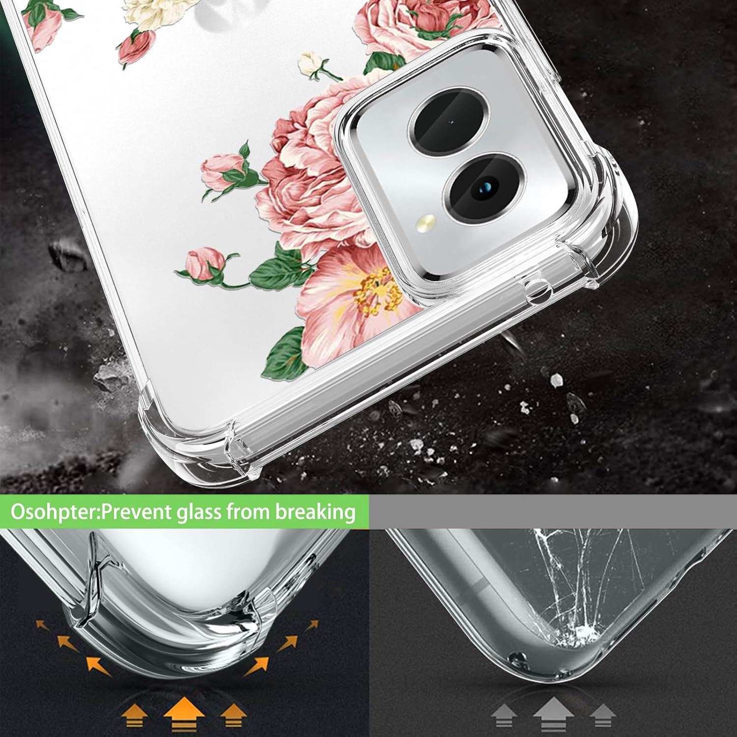 for Moto G Power 5G 2024 Case: Women Girls Flower Floral with Screen Protector Flexible TPU Rubber Phone Cover Case for Motorola Moto G Power 5G 2024(Big Rose Flower) image 4