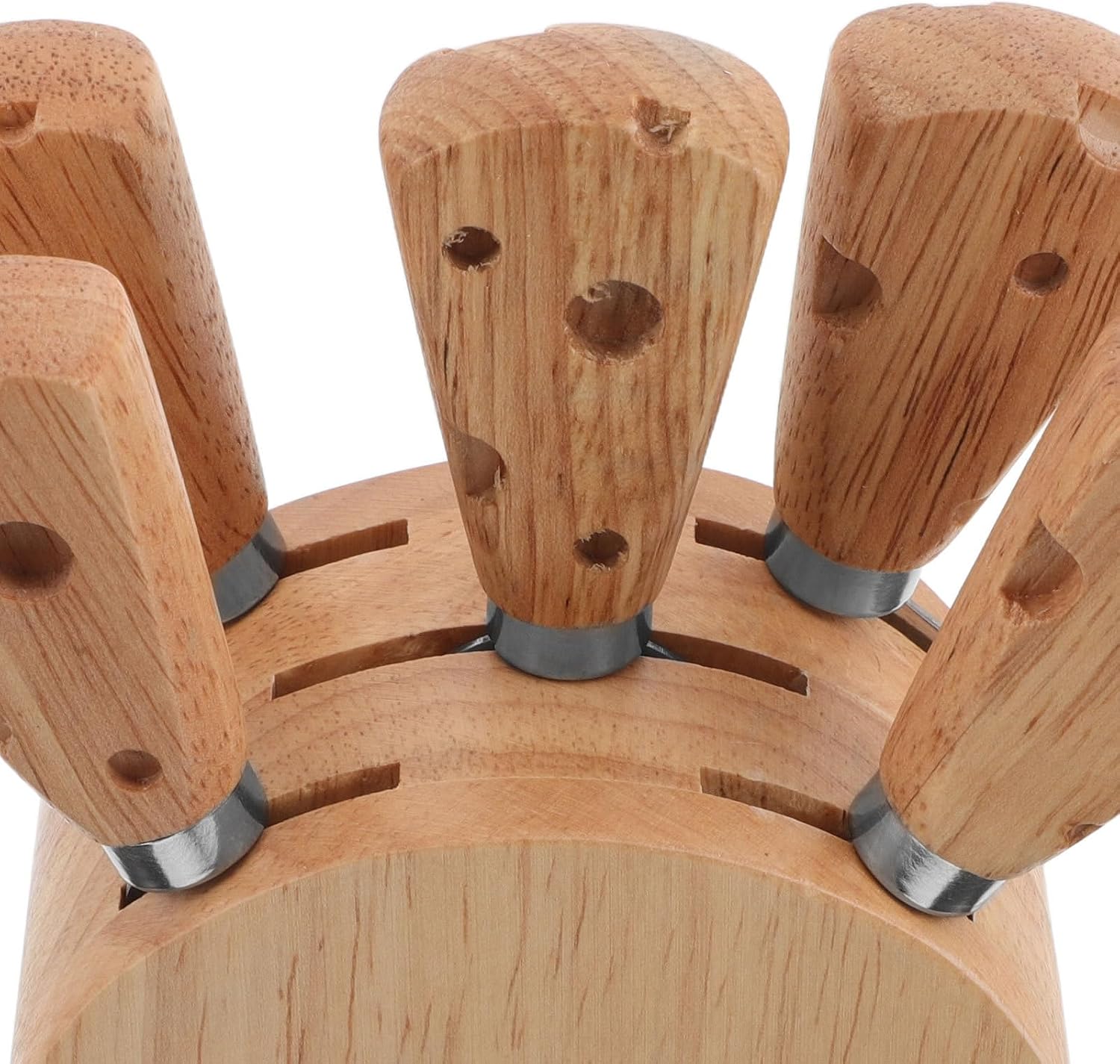 Toyvian Cheese Knife and Fork Set with Wooden Handles, 6pcs Stainless Steel Cheese Tools for Charcuterie Board, Butter and Condiment Spreaders with Wooden Stand for Kitchen
