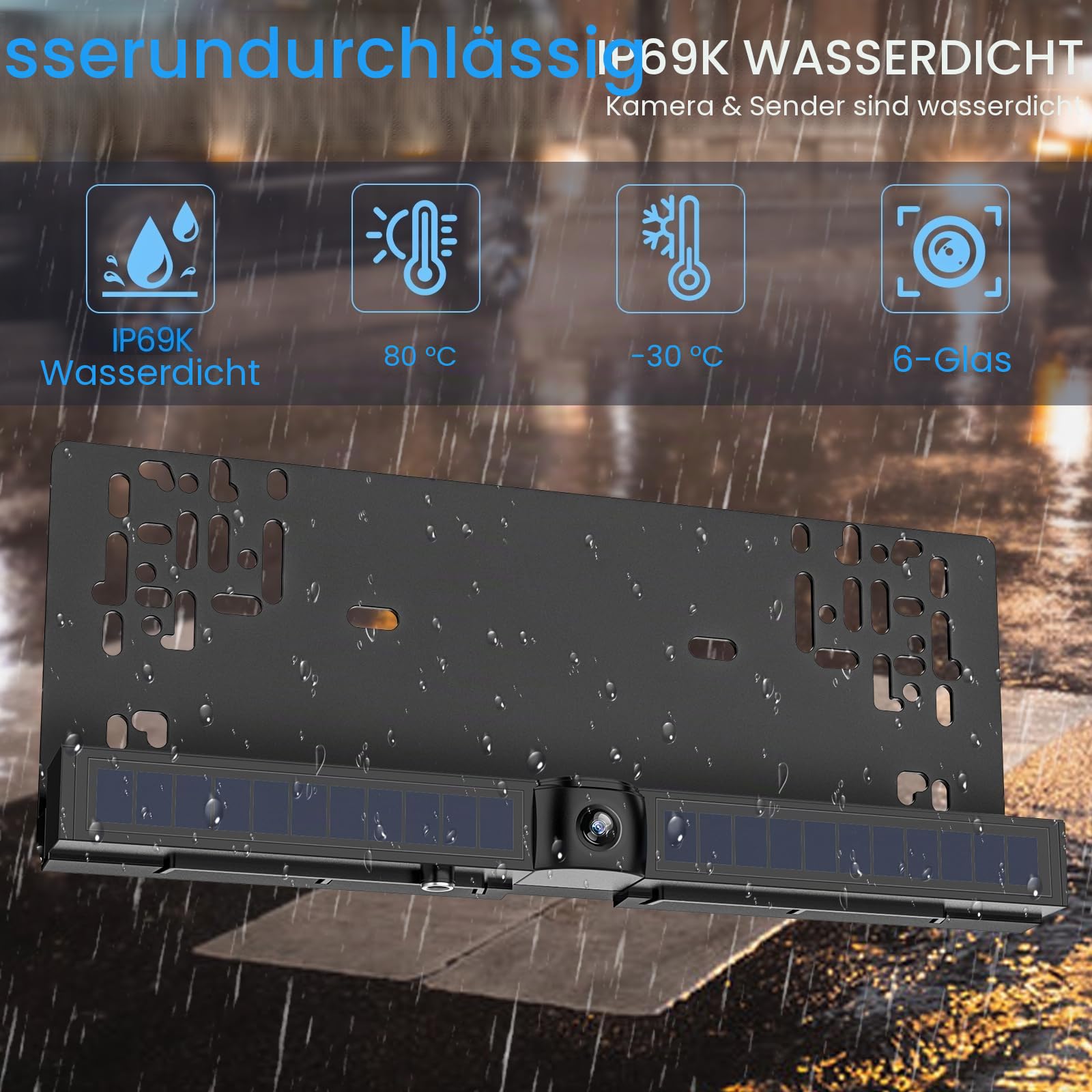 Kabellose Solar-Rückfahrkamera 4,3 Zoll 2600 mAh Akku Nachtsicht wasserdicht IP67 für Wohnmobile