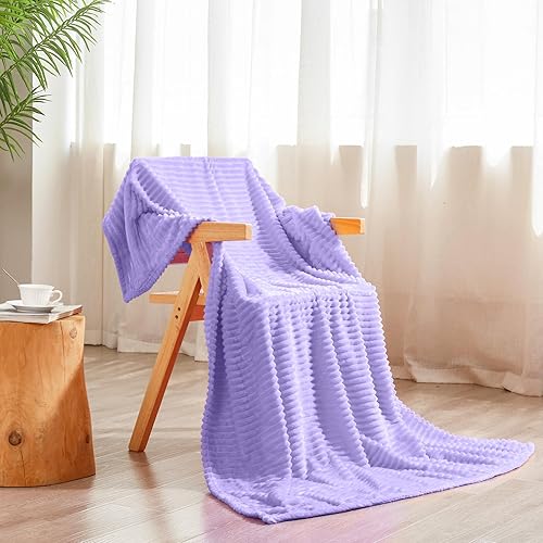 Vista 360 de Vessia Manta de franela de forro polar, 300GSM, acogedora manta a rayas verde salvia para sofá, cama y sofá, cálida y suave, acogedora manta