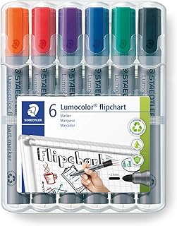 STAEDTLER Lumocolor 356 WP6 Marcadores de cores para Flipchart, estojo com 6 marcadores, multicolorido