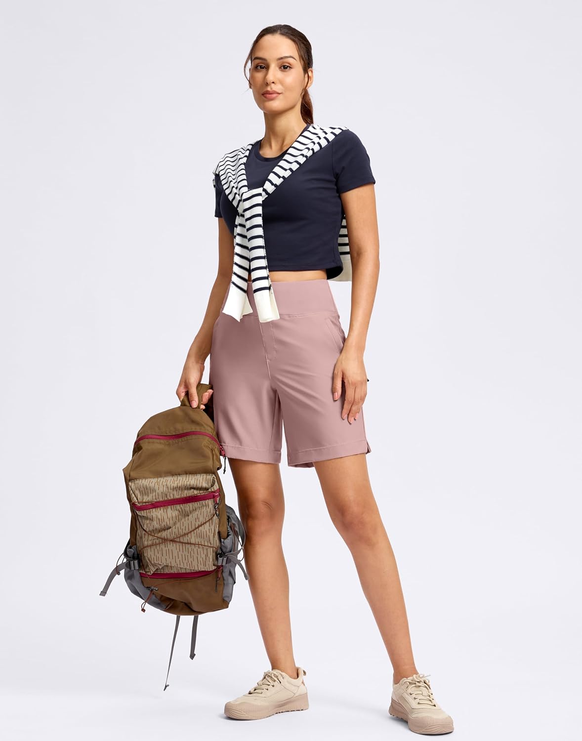 SANTINY Women's 5''/ 7''Hiking Shorts with 3 Zipper Pockets Lightweight Quick Dry Golf Shorts for Women Athletic Walking - Image 7