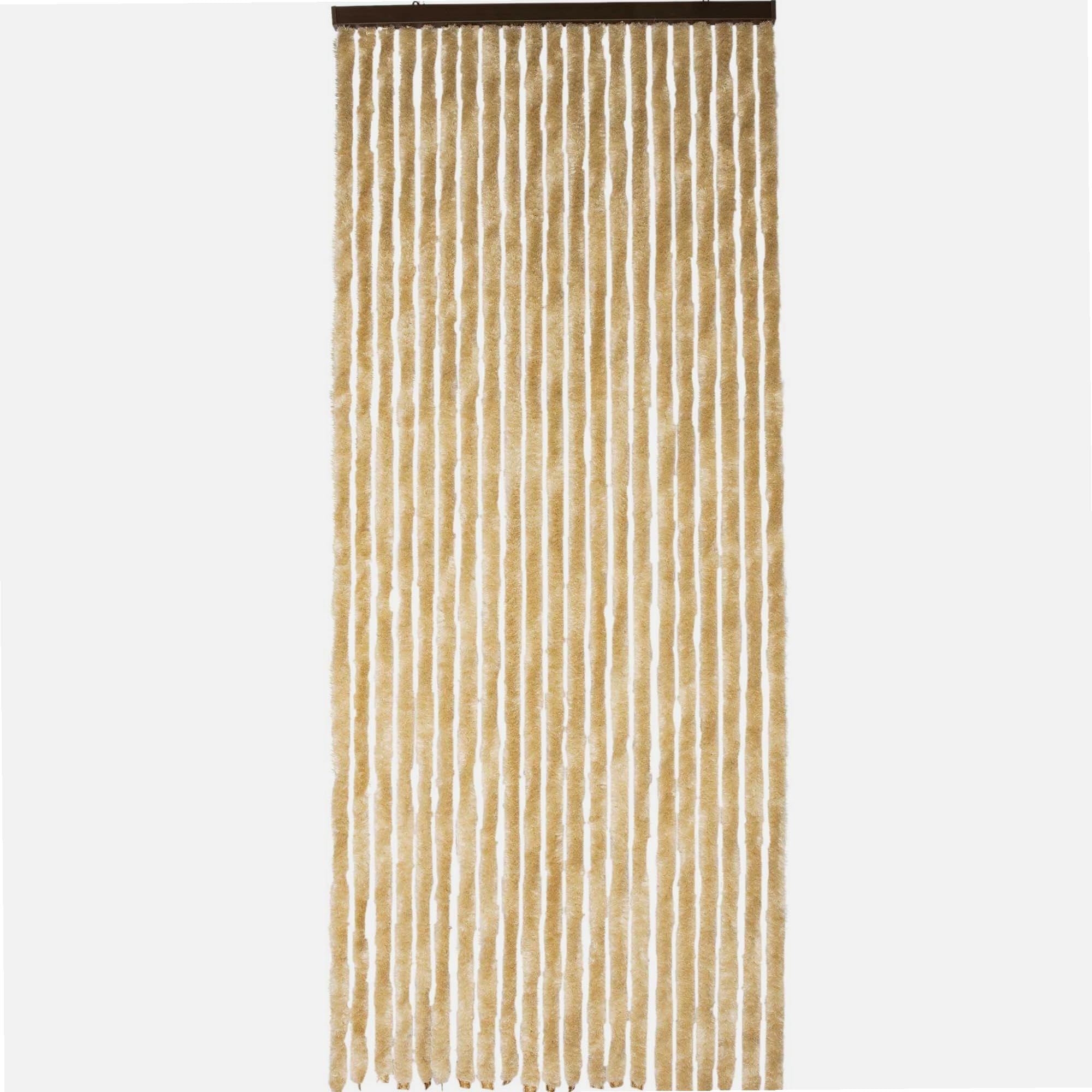 WERKA PRO Rideau Chenille Beige Uni - 120 x 220 cm - Protection Contre Insectes et Poussière - Tringle Ajustable et Anneaux de Suspension - Fibres Synthétiques Anti Effilochage