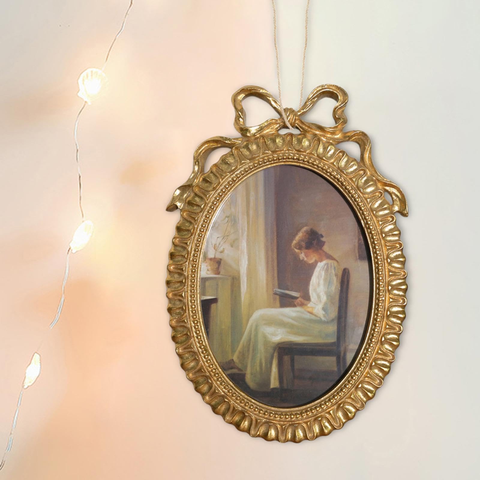 Cadre Photo Ovale Doré Vintage En Résine - 3 Tailles (15,2 Cm, 17,8 Cm, 20,3 Cm) Pour Décoration Salon Ou Table