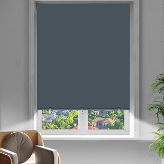 Hezbjiti 2Pack Blackout Roller Shades, No Drill Portable 36" W×72" H Grey | UV Protection Heat Insulation Blackout Blinds, Temporary Window Shades for Home, Office, Bedroom, Door