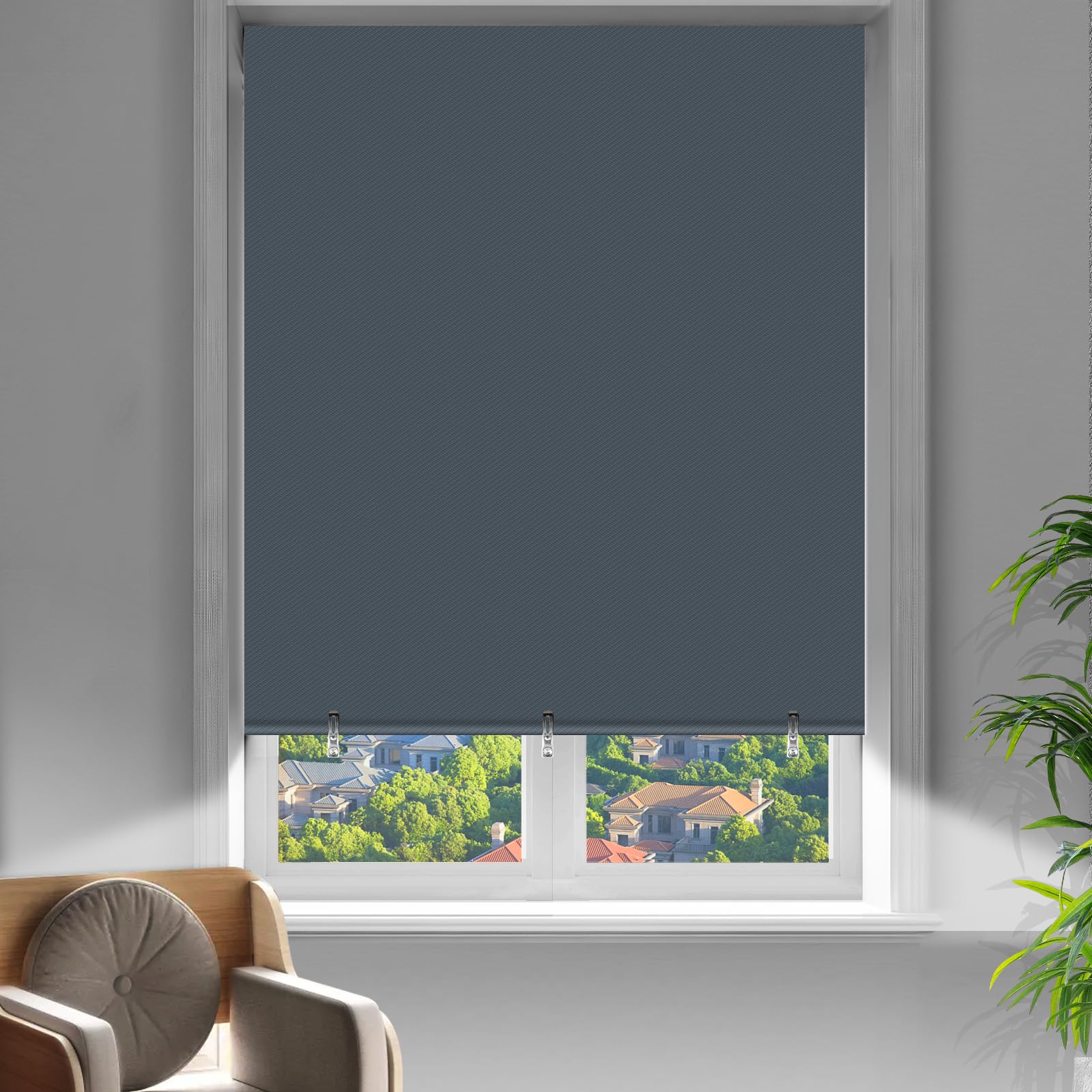 Store occultant gris 91,4x182,9 cm | Lot de 2 stores enrouleurs pour fenêtre