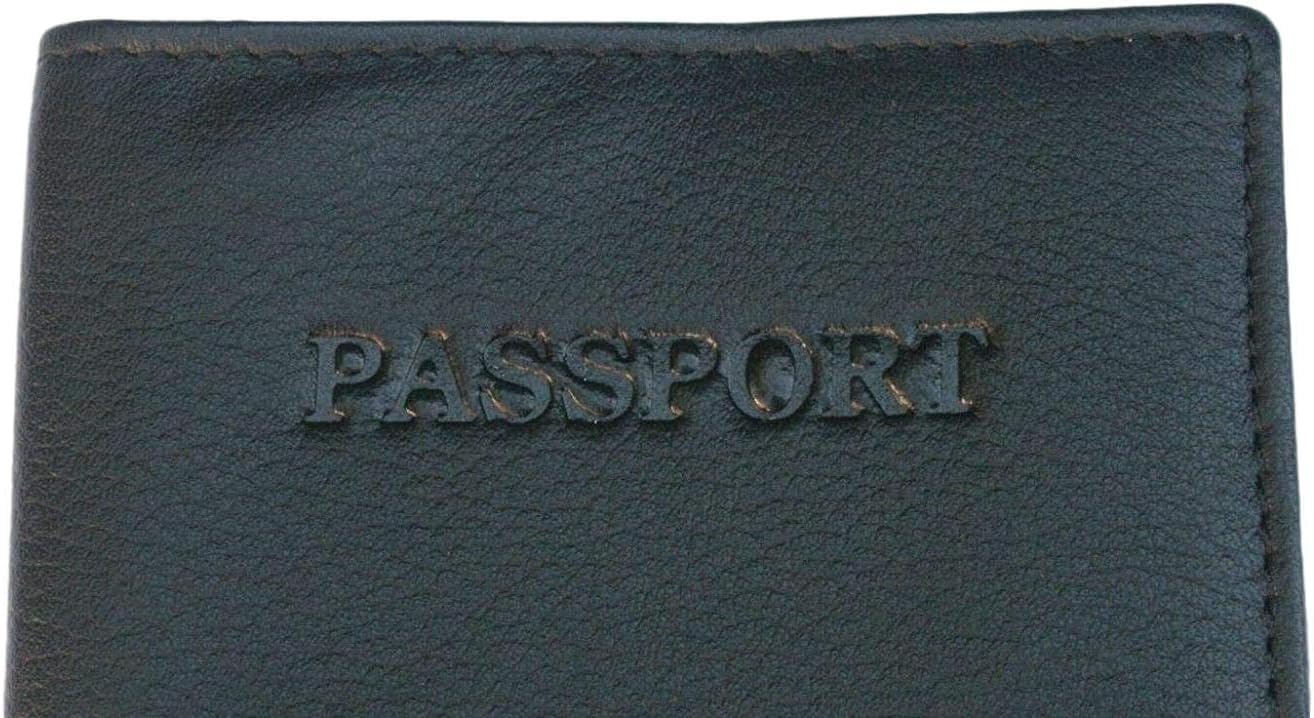 Cartera Viaje Funda de cuero para pasaporte con bandera escocesa, soporte negro, RFID seguro, regalo de viaje 490, Black, Talla única, Contemporáneo
