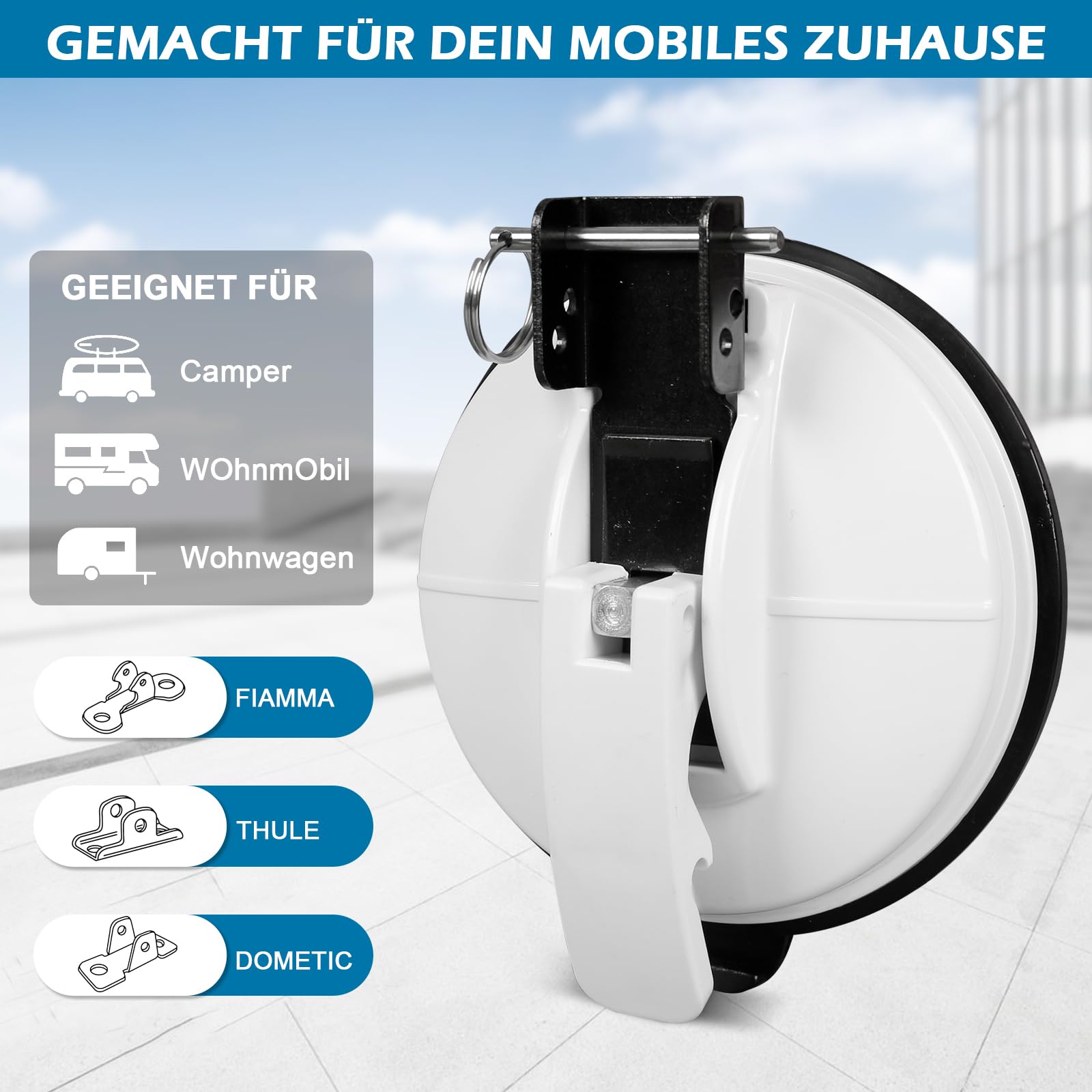 2 piezas de soporte para toldo, soporte para pie de toldo para Thule Fiamma y DOMETIC, Compatible con VW T6 T5 T4 T6.1 Ford Nugget Vans Camper Caravana Autocaravana (Blanco)