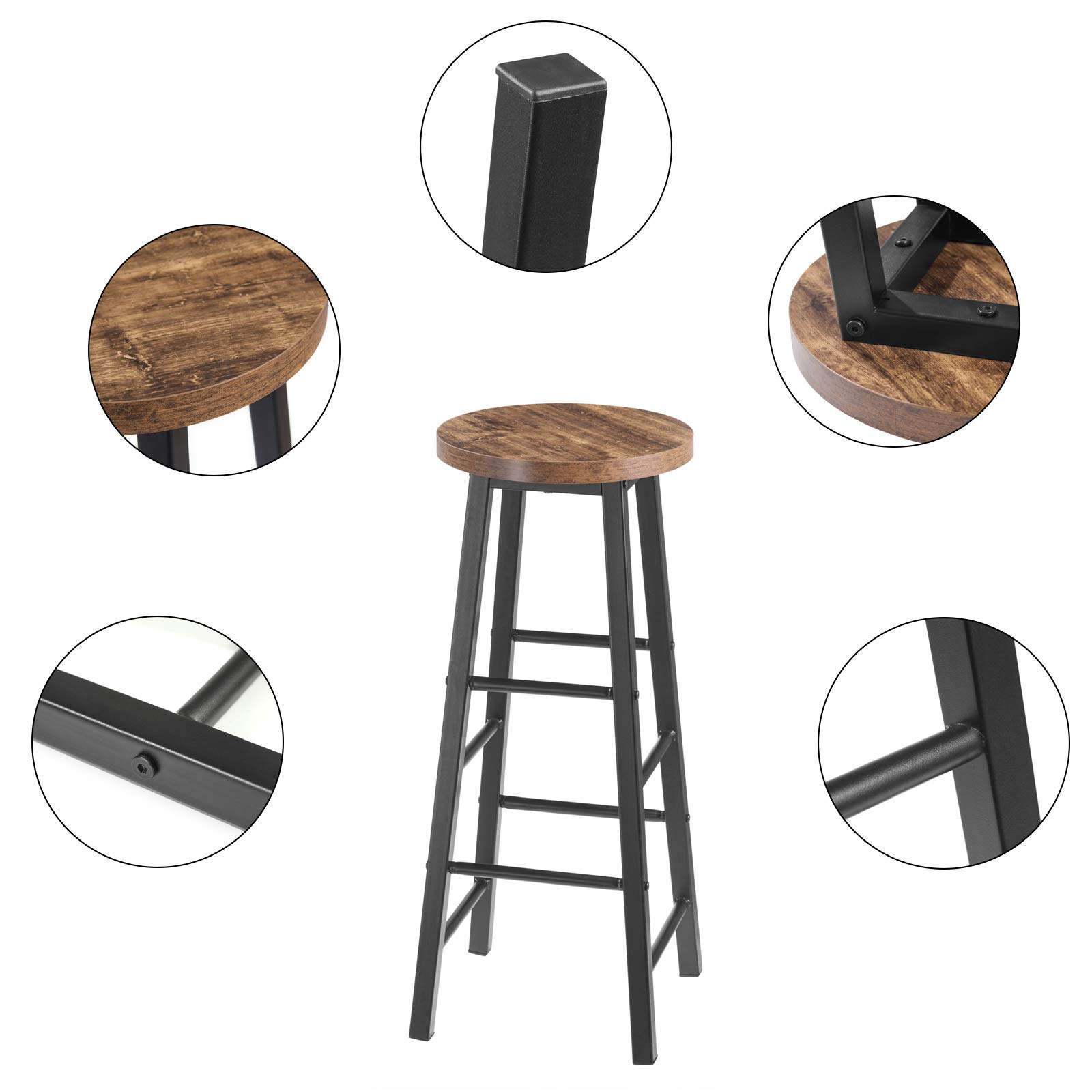 WOLTU Barkruk, 4 stuks, bistrokruk, barstoel, frame van stevig staal, oppervlak van MDF, licht eiken WOLTU Barkruk, 4 stuks, bistrokruk, barstoel, frame van stevig staal, oppervlak van MDF, licht eiken