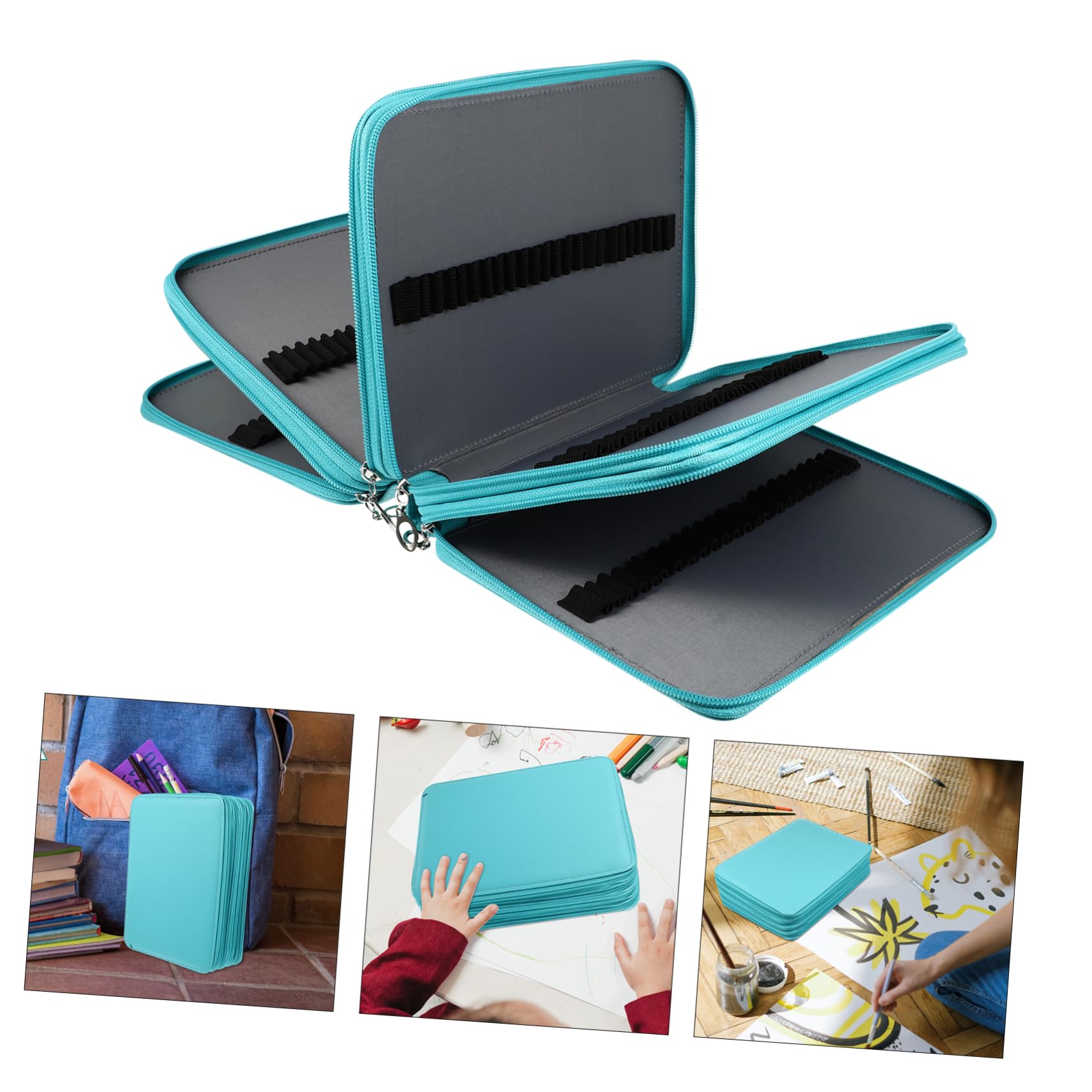OSALADI Astuccio Portamatite da Disegno Multiuso Blu 184 Fori Pu | Grande Capienza Multitasca, Pieghevole per Matite da Schizzo, per Scrittori Adulti