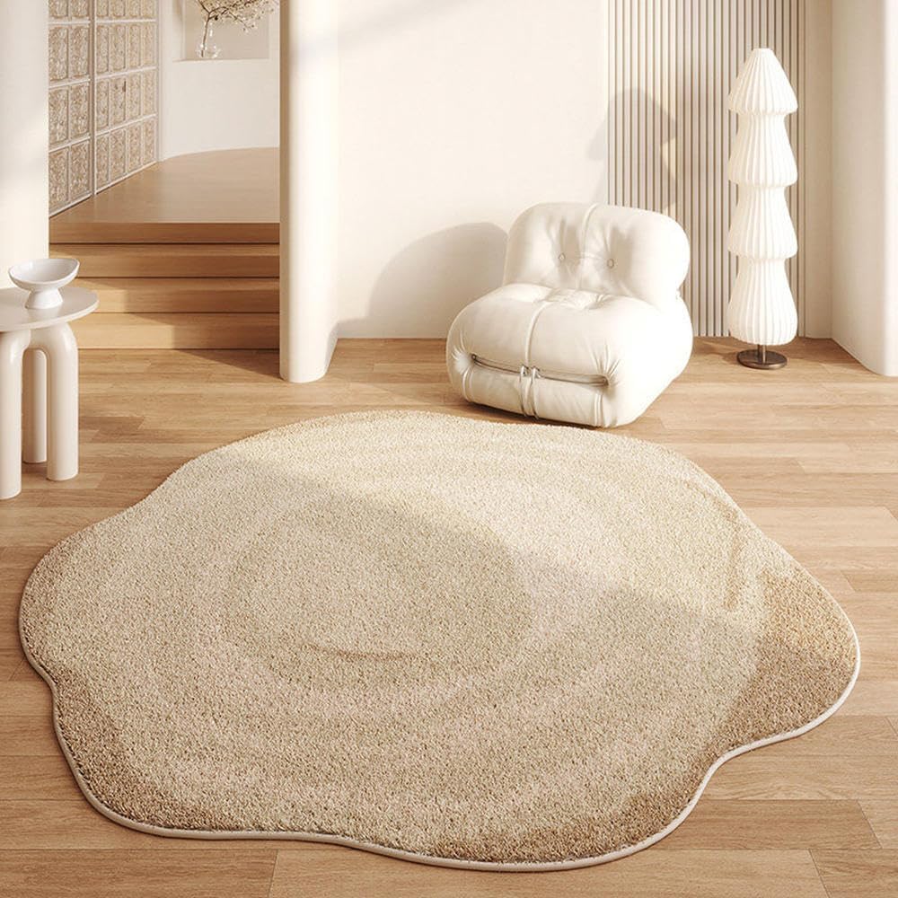 Cream Style Bedroom Decor Round Thicken Plush Carpets for Living Room Washable Lounge Floor Mat Fluffy Soft Cloakroom Rug,G,200X200CM