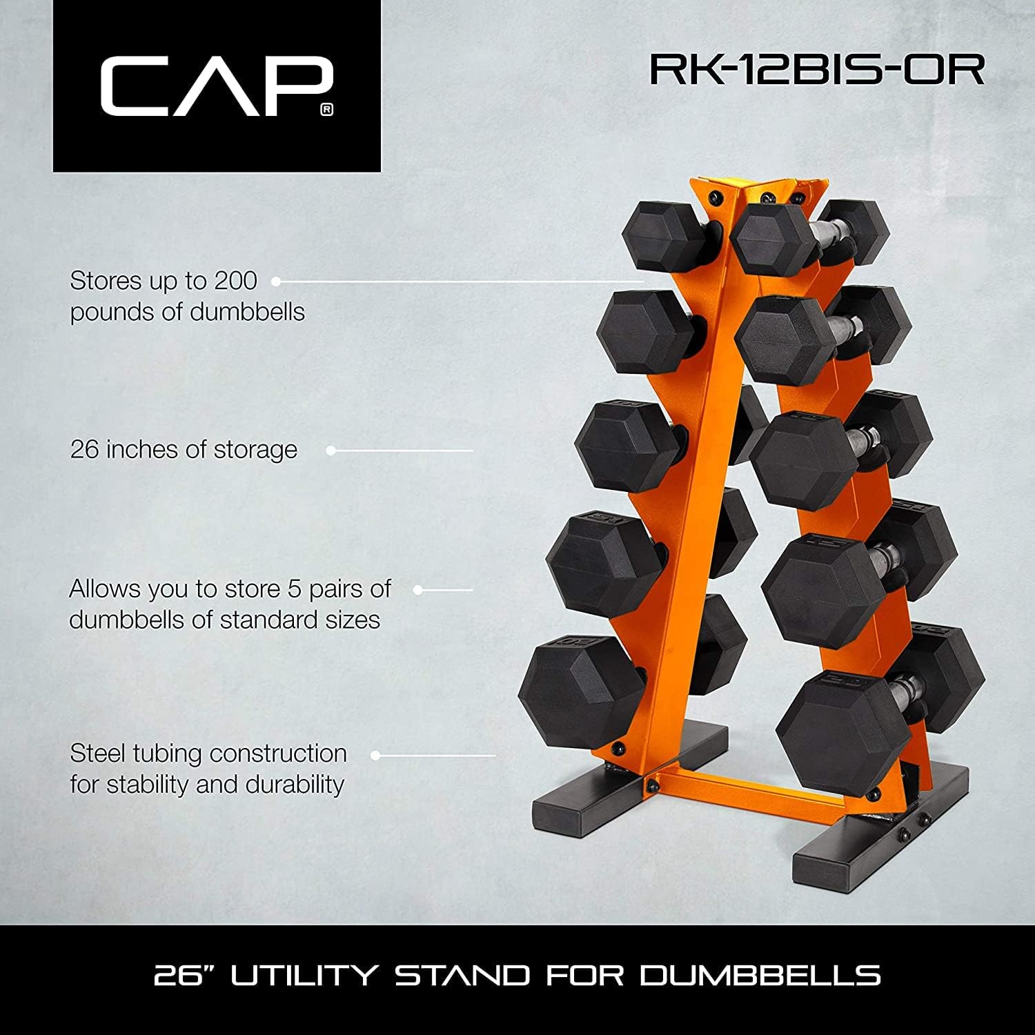 Cap Barbell 150 LB Dumbbell Set with Rack, Color Series